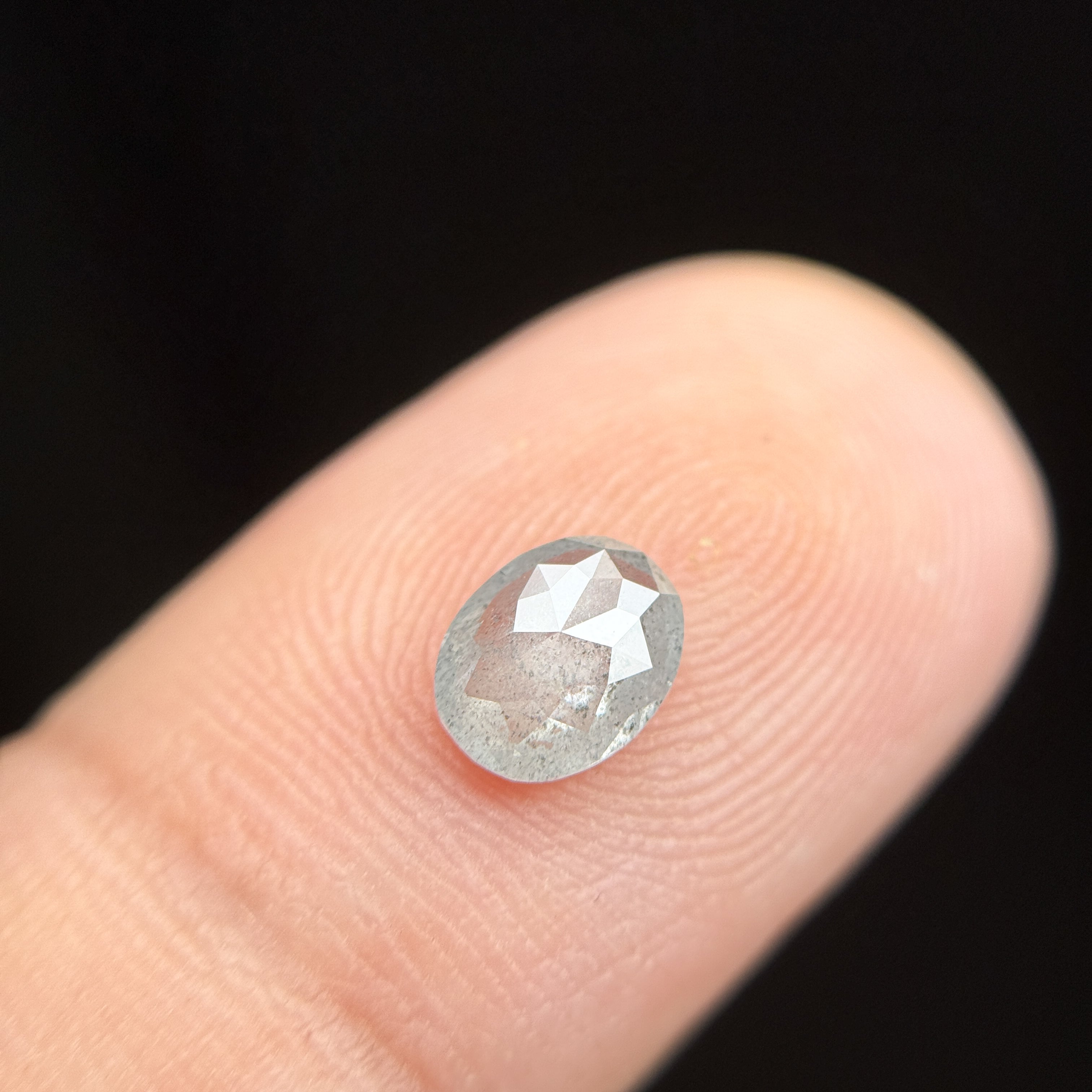 0.63 Ct Oval Rose Cut Grey Natural Minimalist Diamond