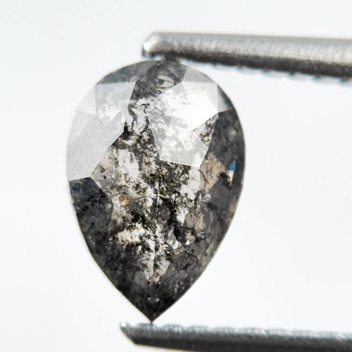 8 MM Pear Rose Cut Grey Natural Galaxy Diamond
