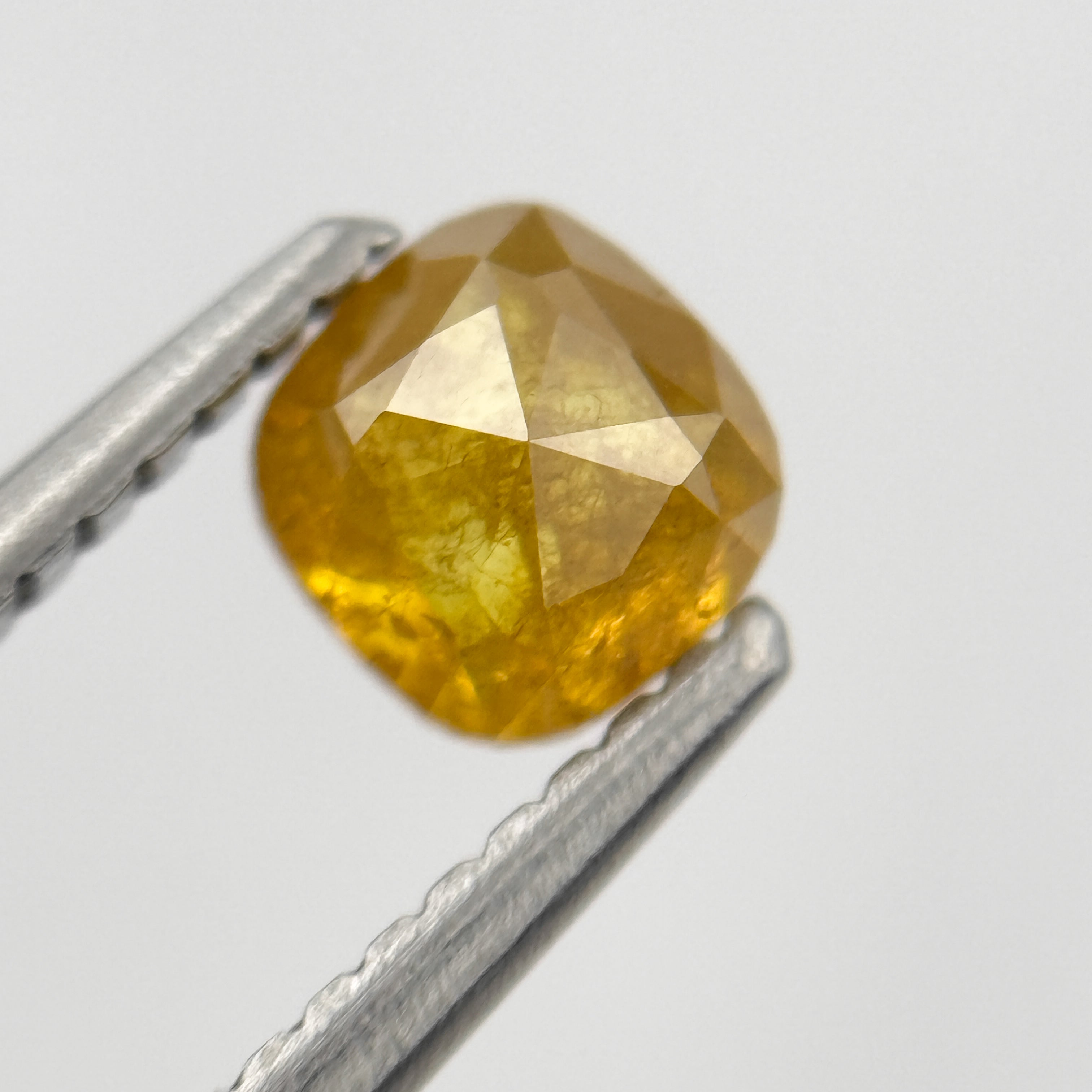 0.64 Ct Cushion Rose Cut Yellow Natural Salt and Pepper Diamond