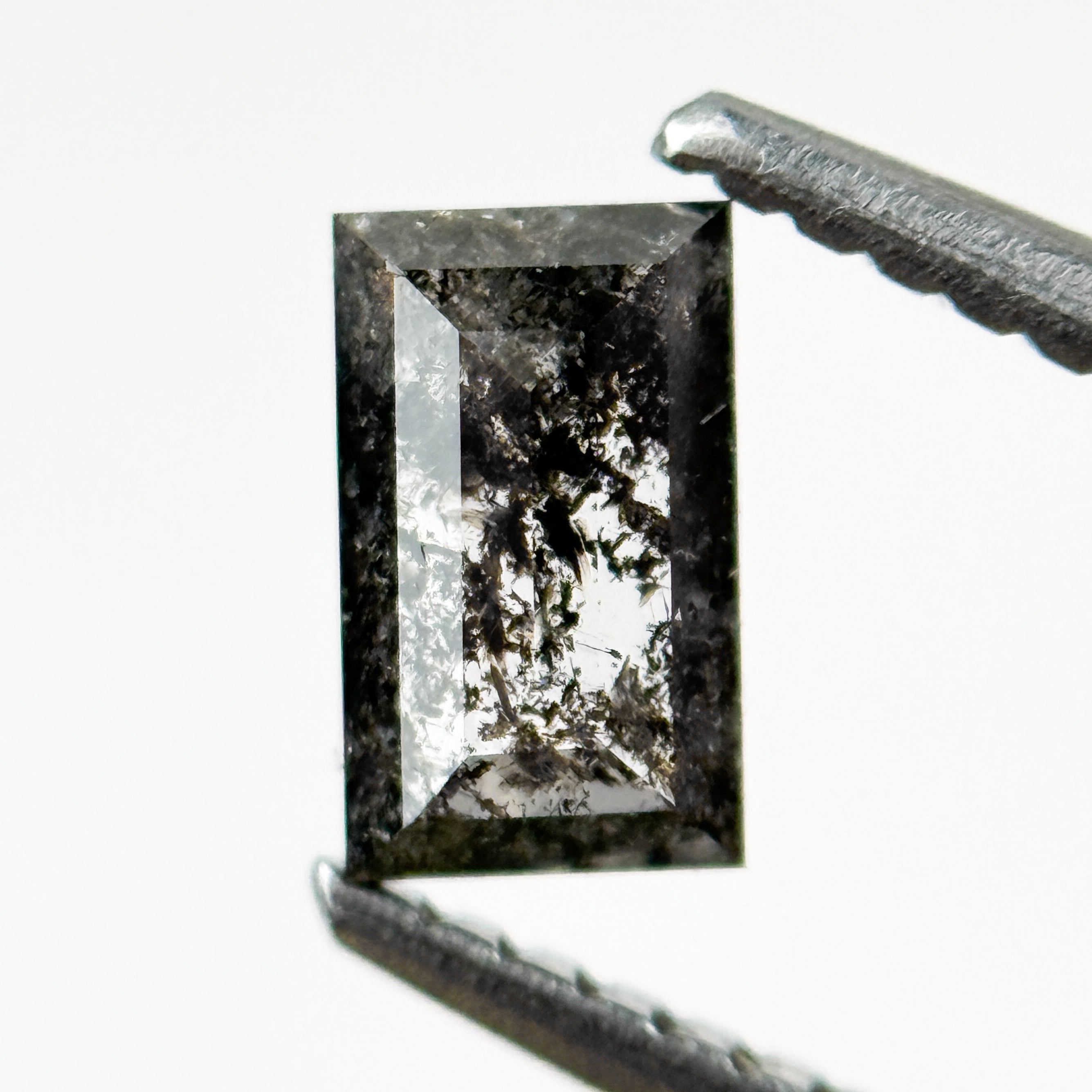 0.57 Ct Baguette Rose Cut Grey Salt and Pepper Natural Galaxy Diamond