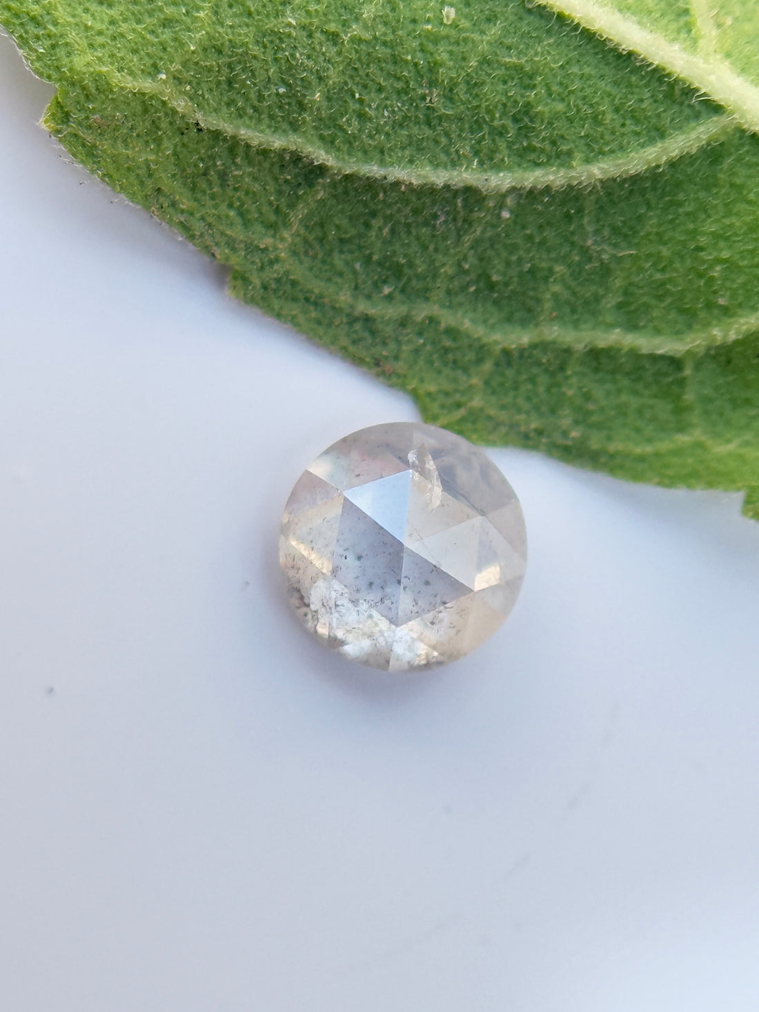 0.28 Ct Round Rose Cut White Natural Salt and Pepper Diamond