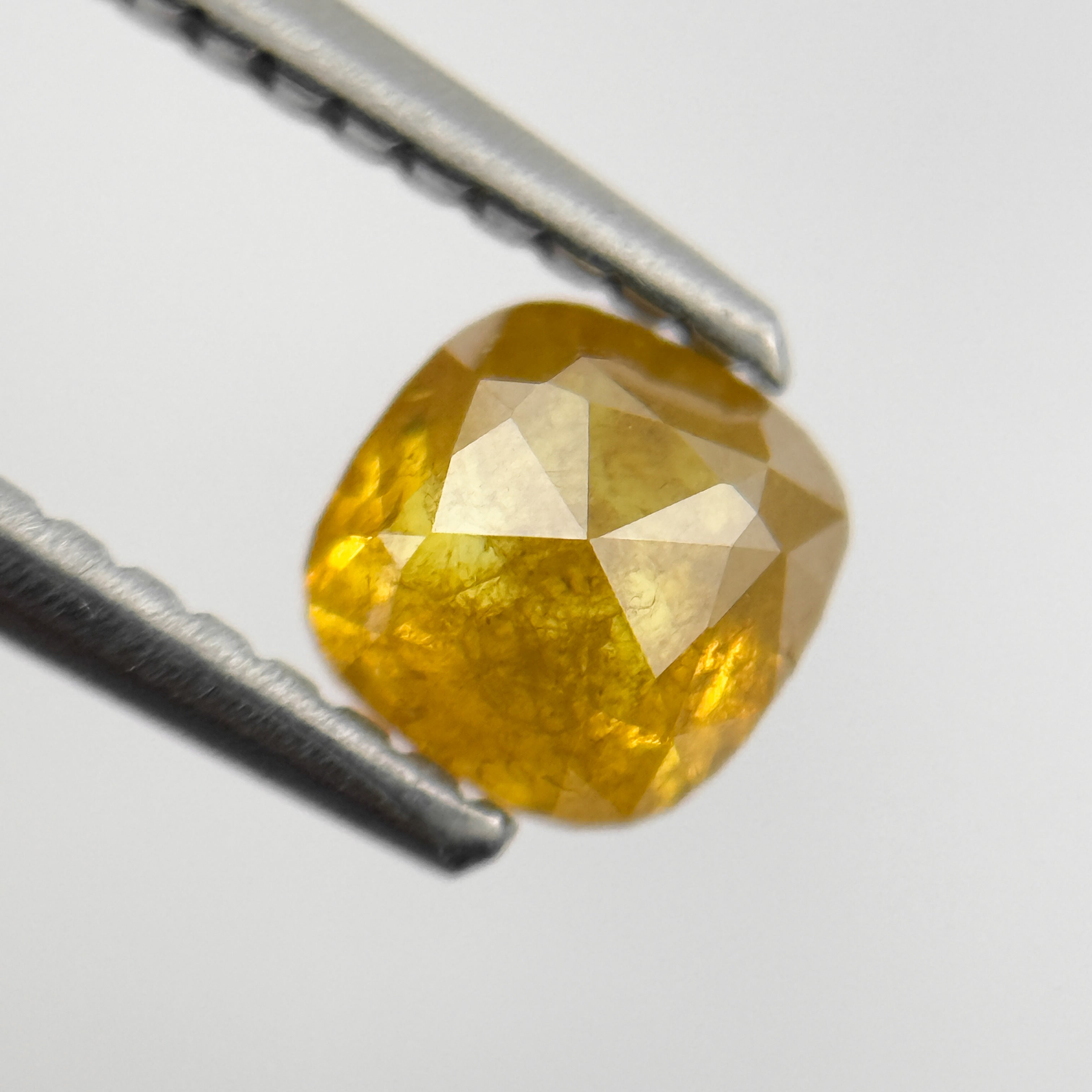 0.64 Ct Cushion Rose Cut Yellow Natural Salt and Pepper Diamond