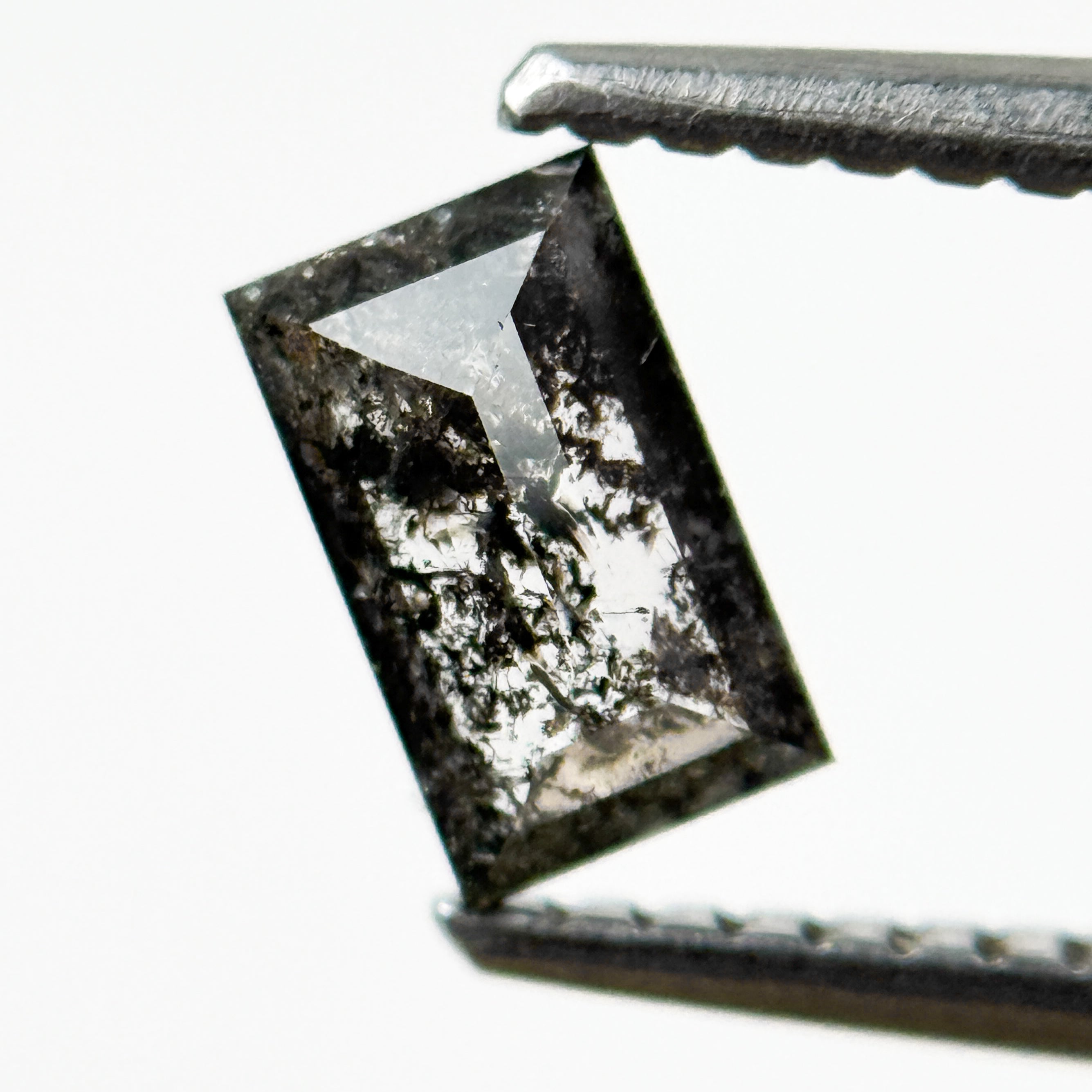 0.57 Ct Baguette Rose Cut Grey Salt and Pepper Natural Galaxy Diamond