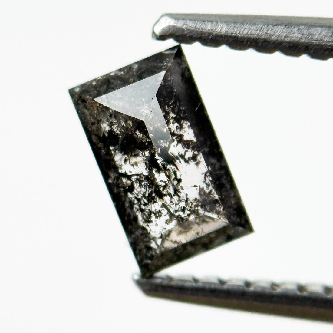 0.57 Ct Baguette Rose Cut Grey Salt and Pepper Natural Galaxy Diamond