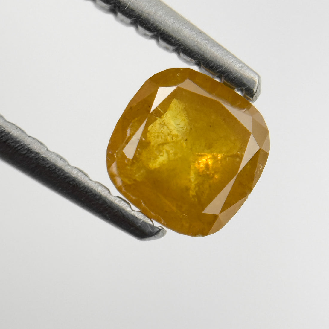 0.64 Ct Cushion Rose Cut Yellow Natural Salt and Pepper Diamond