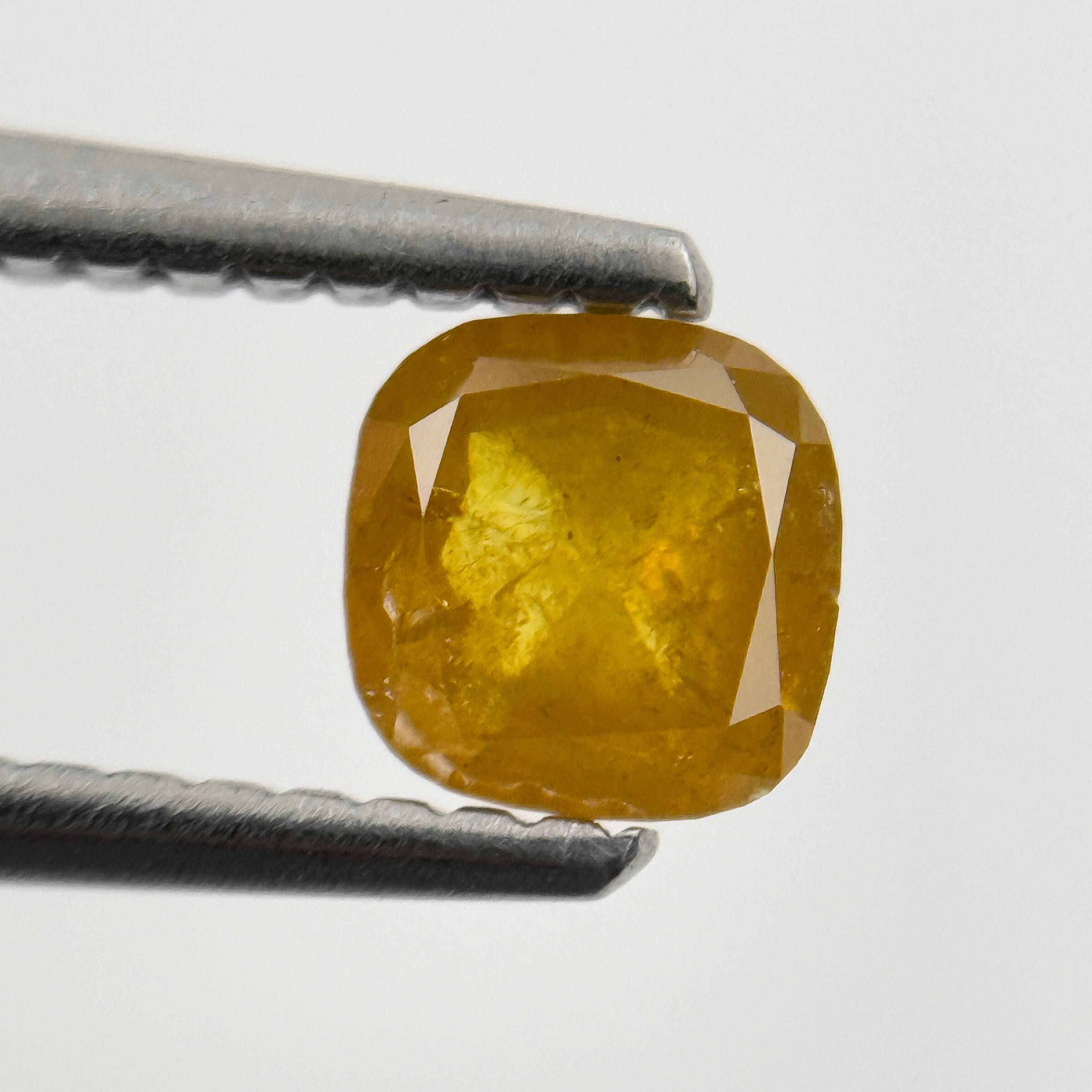 0.64 Ct Cushion Rose Cut Yellow Natural Salt and Pepper Diamond