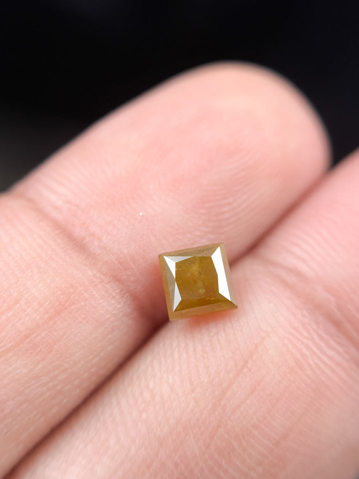 0.94 Ct Princess Rose Cut Yellow Natural Fancy Diamond