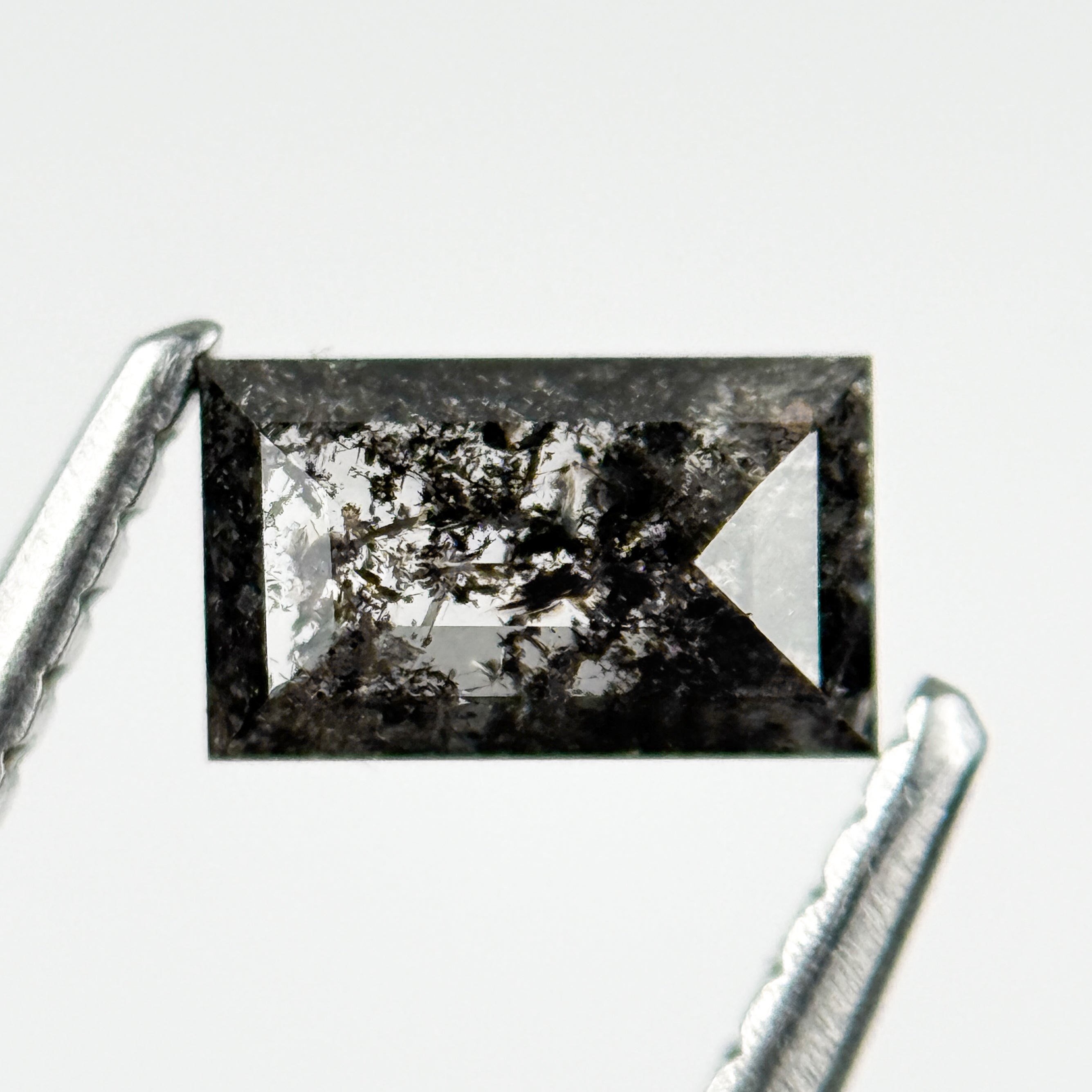 0.57 Ct Baguette Rose Cut Grey Salt and Pepper Natural Galaxy Diamond