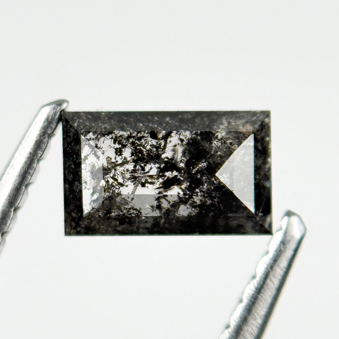 0.57 Ct Baguette Rose Cut Grey Salt and Pepper Natural Galaxy Diamond