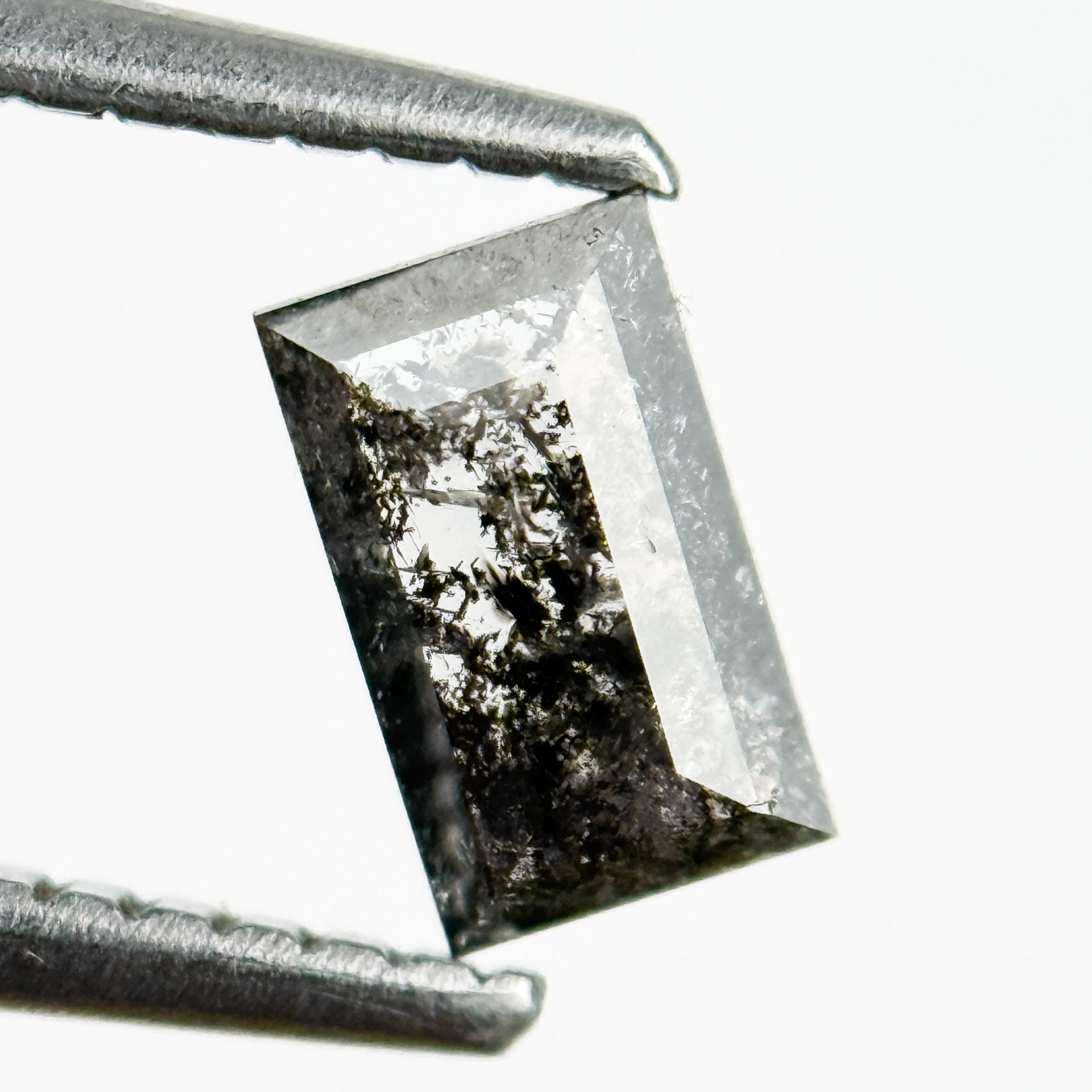 0.57 Ct Baguette Rose Cut Grey Salt and Pepper Natural Galaxy Diamond