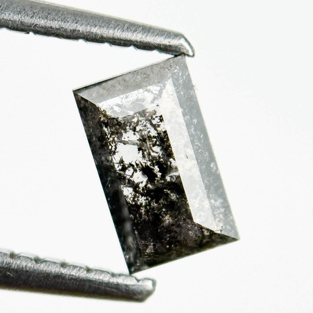 0.57 Ct Baguette Rose Cut Grey Salt and Pepper Natural Galaxy Diamond