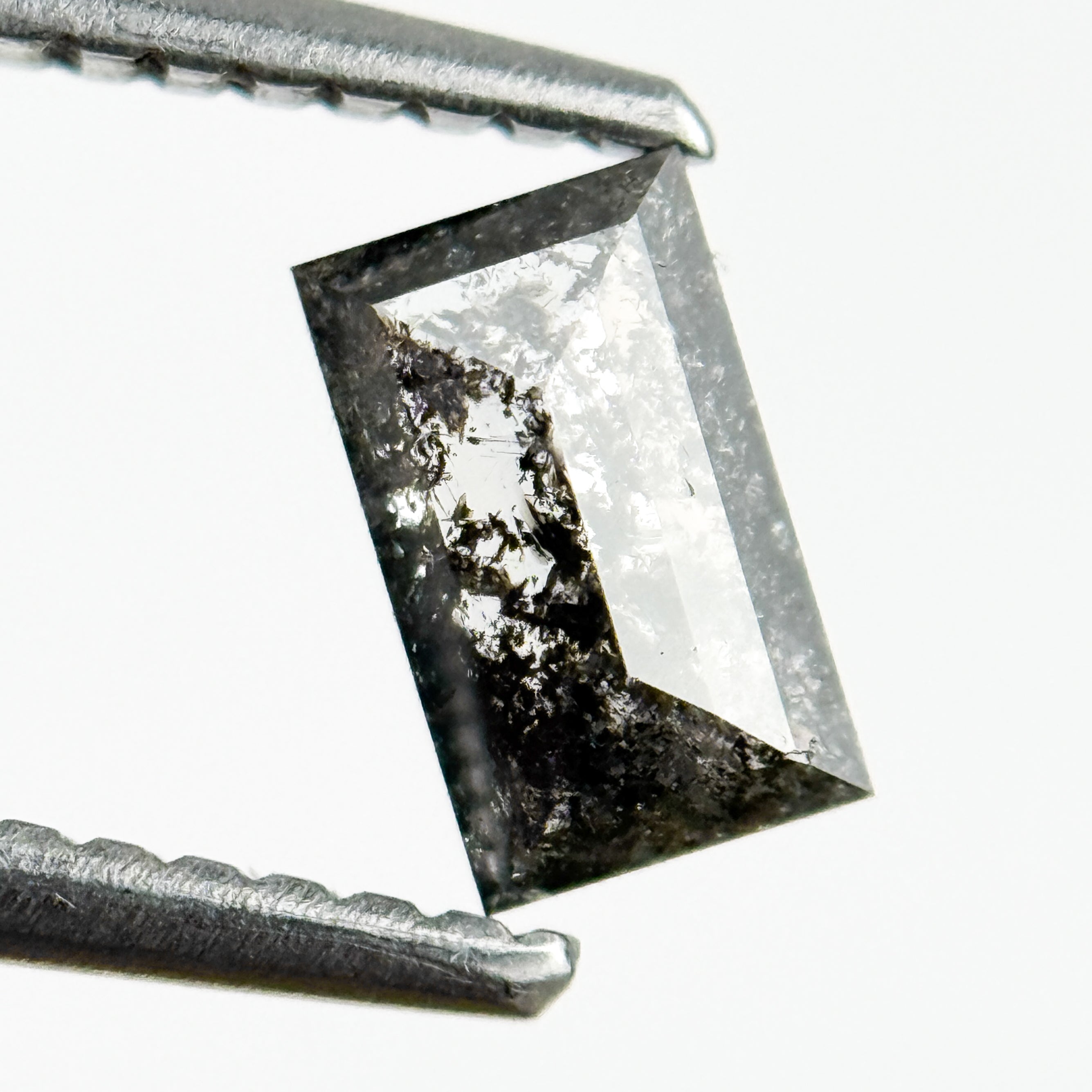 0.57 Ct Baguette Rose Cut Grey Salt and Pepper Natural Galaxy Diamond