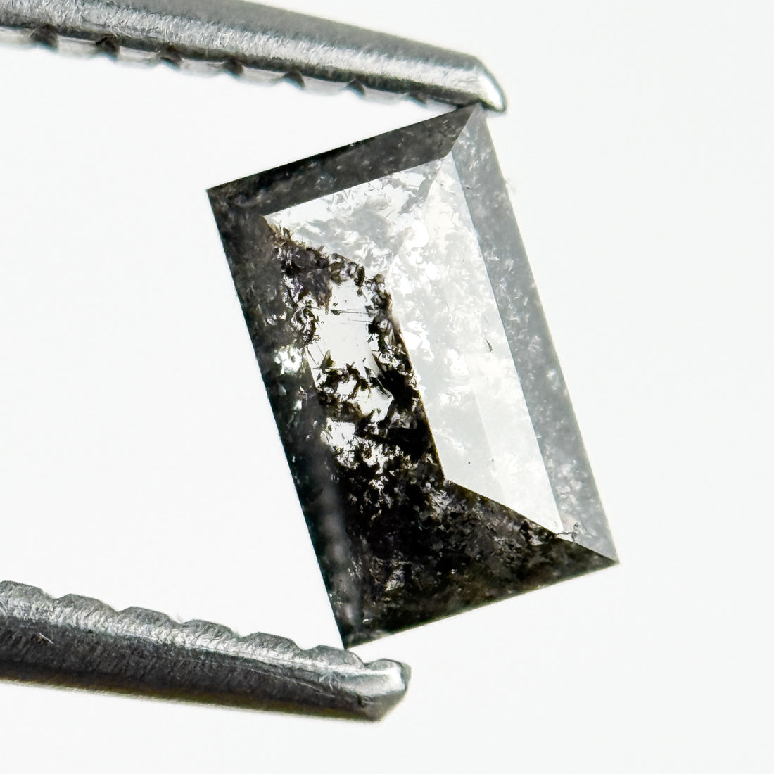 0.57 Ct Baguette Rose Cut Grey Salt and Pepper Natural Galaxy Diamond