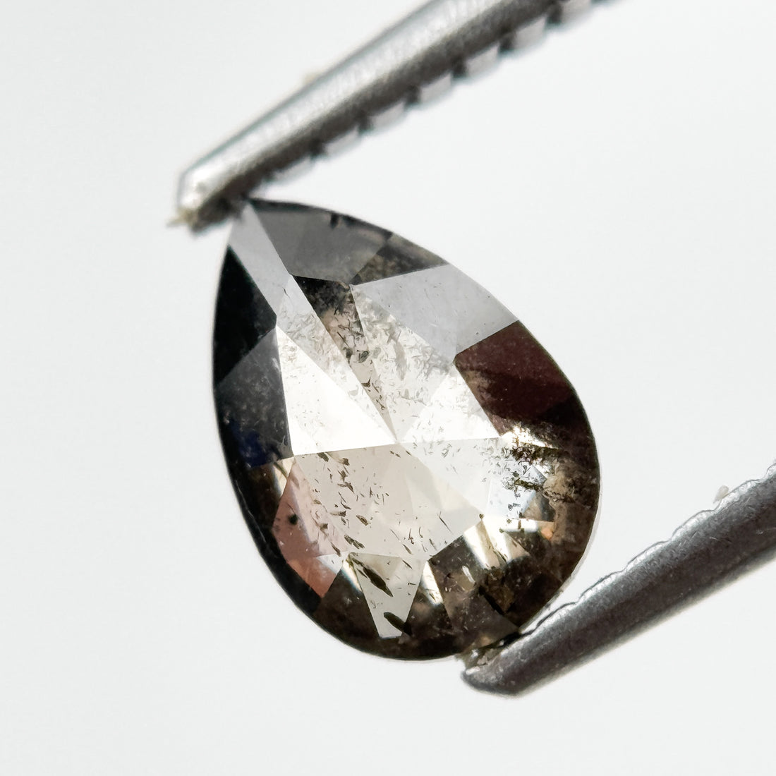 0.83 Ct Pear Rose Cut Grey Natural Salt and Pepper Diamond
