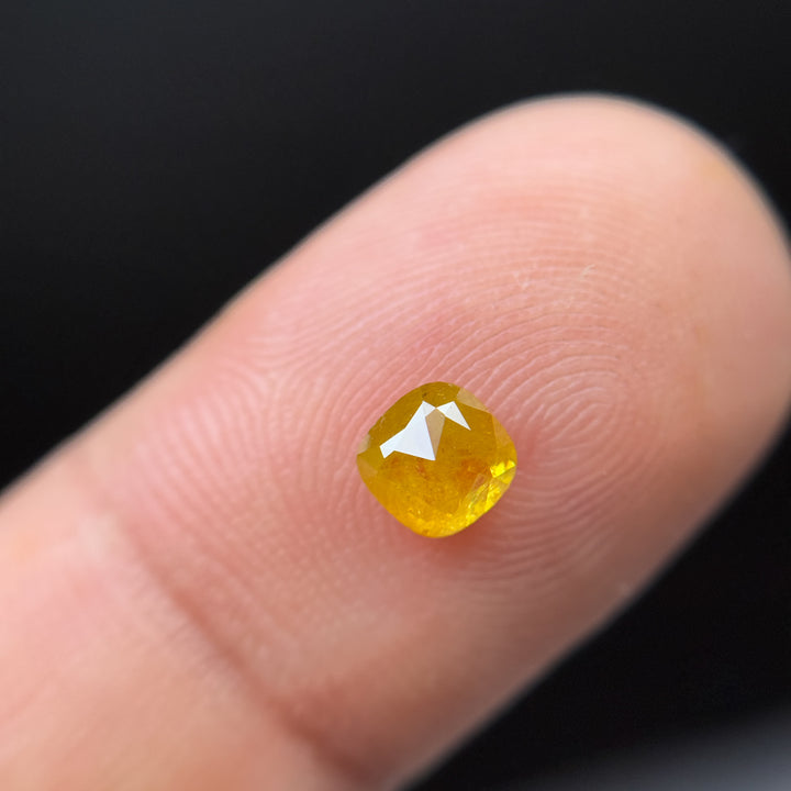 0.64 Ct Cushion Rose Cut Yellow Natural Salt and Pepper Diamond