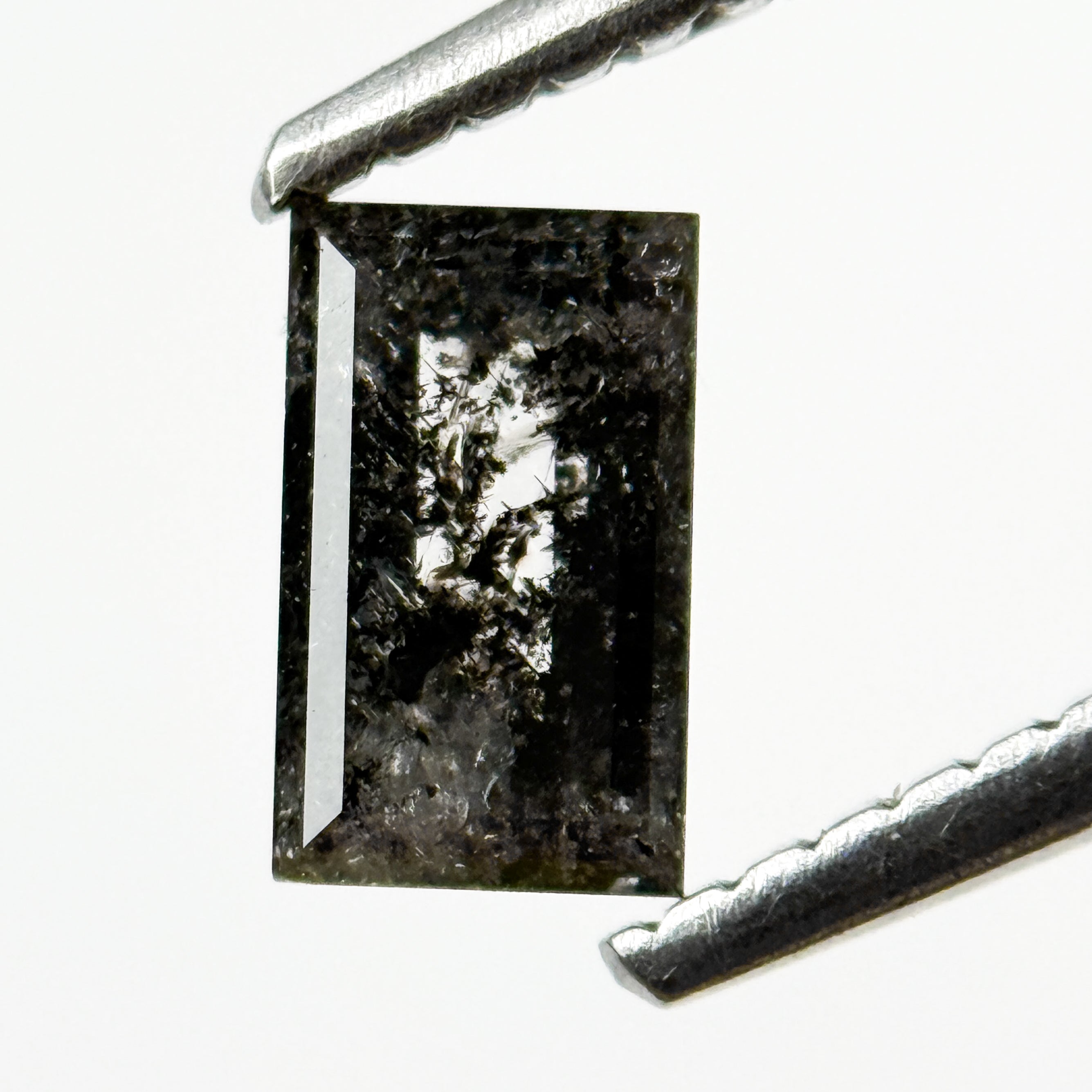0.57 Ct Baguette Rose Cut Grey Salt and Pepper Natural Galaxy Diamond