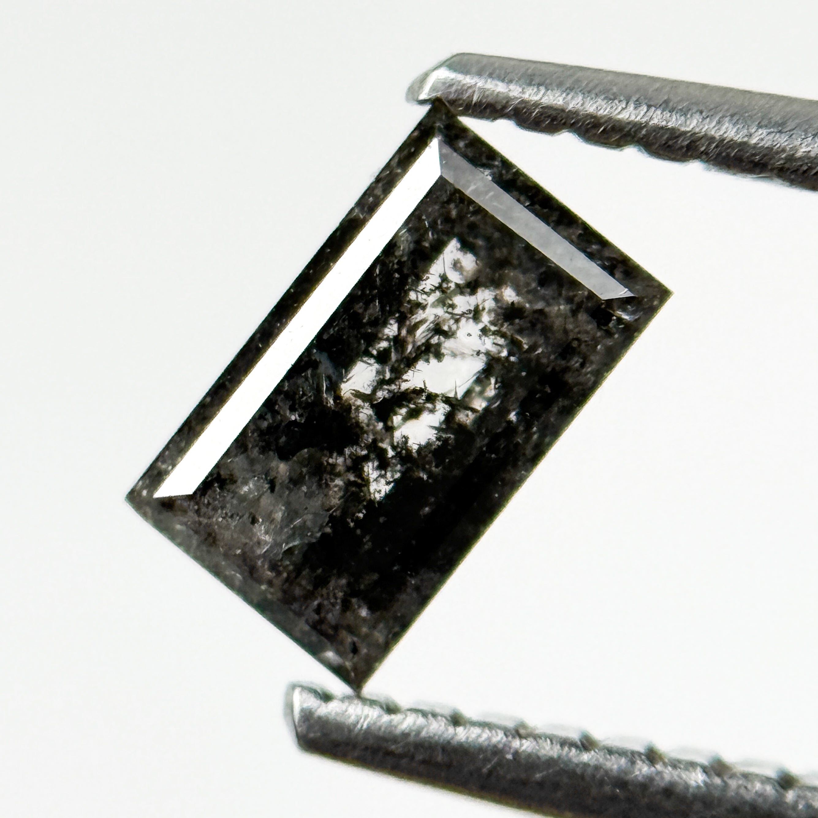 0.57 Ct Baguette Rose Cut Grey Salt and Pepper Natural Galaxy Diamond