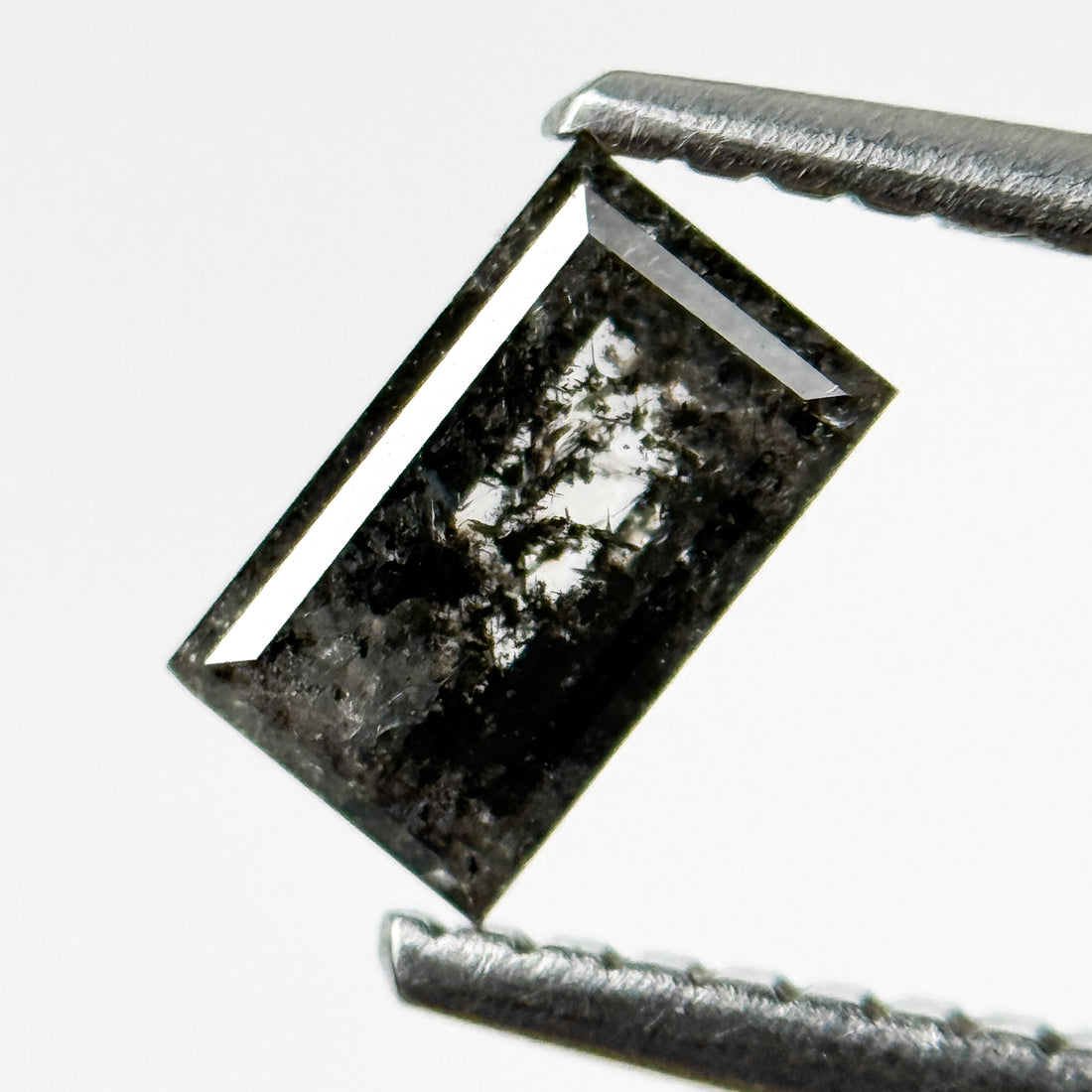 0.57 Ct Baguette Rose Cut Grey Salt and Pepper Natural Galaxy Diamond
