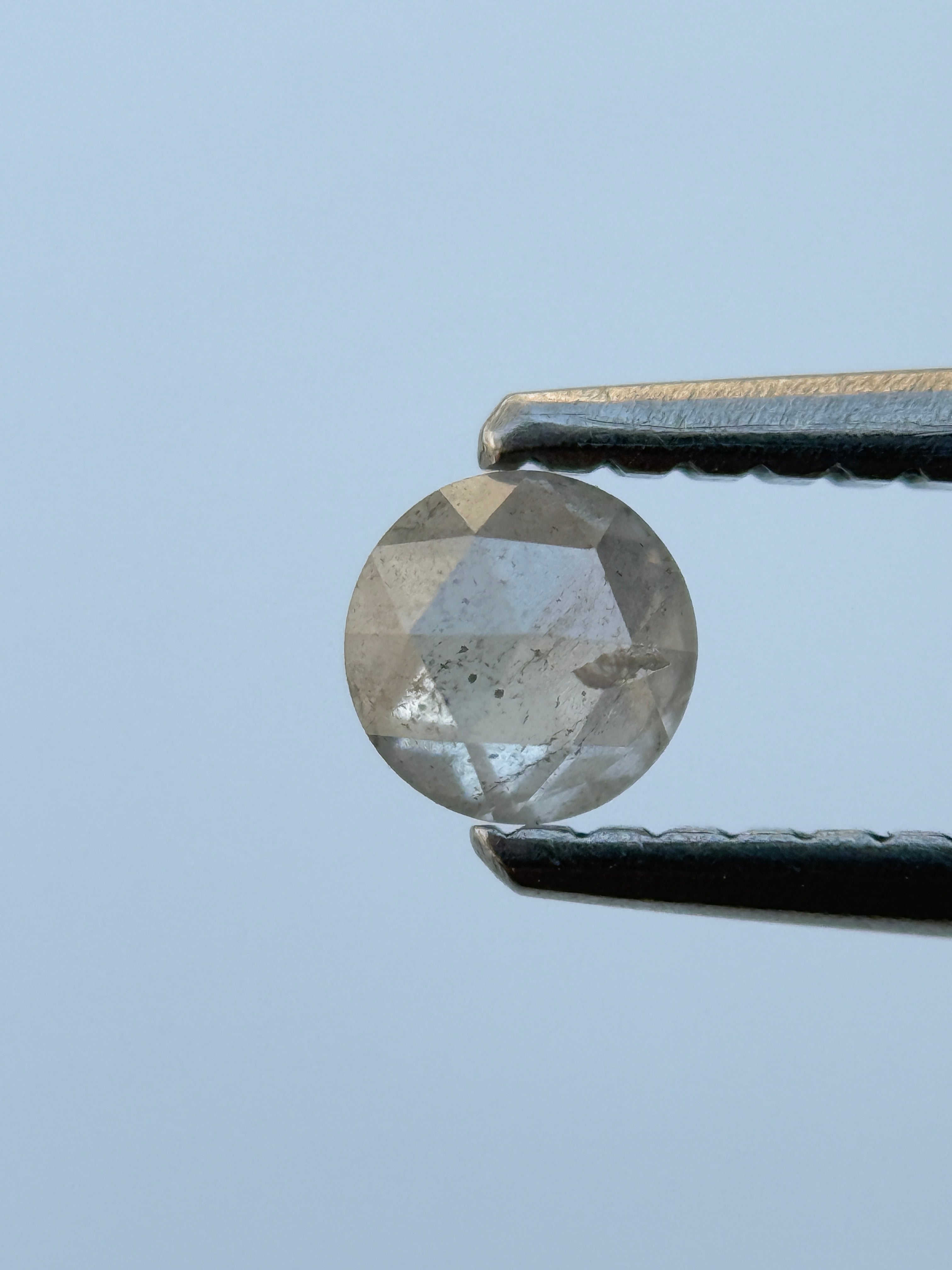 0.28 Ct Round Rose Cut White Natural Salt and Pepper Diamond