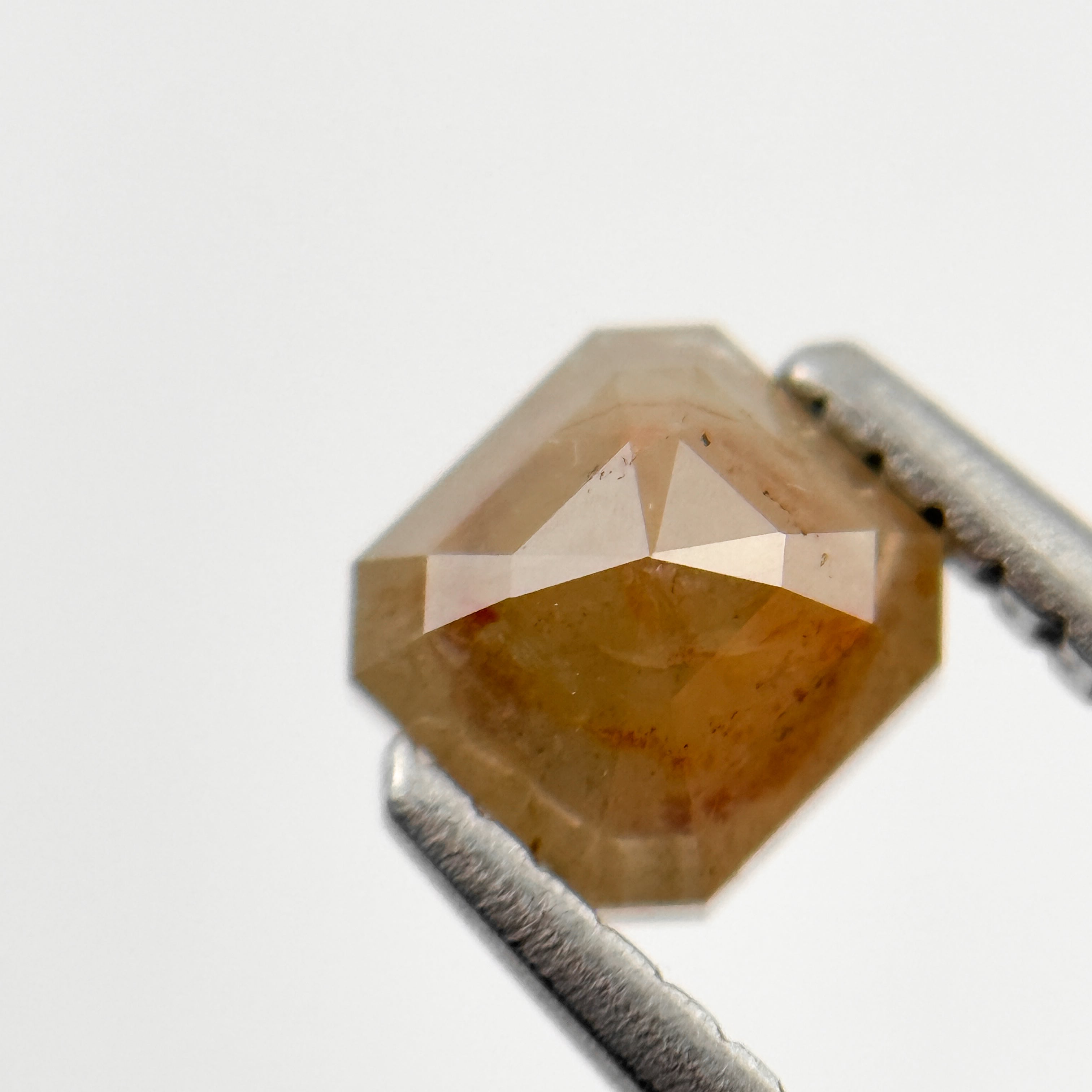 0.92 Ct Octagon Rose Cut Red Natural Salt and Pepper Diamond