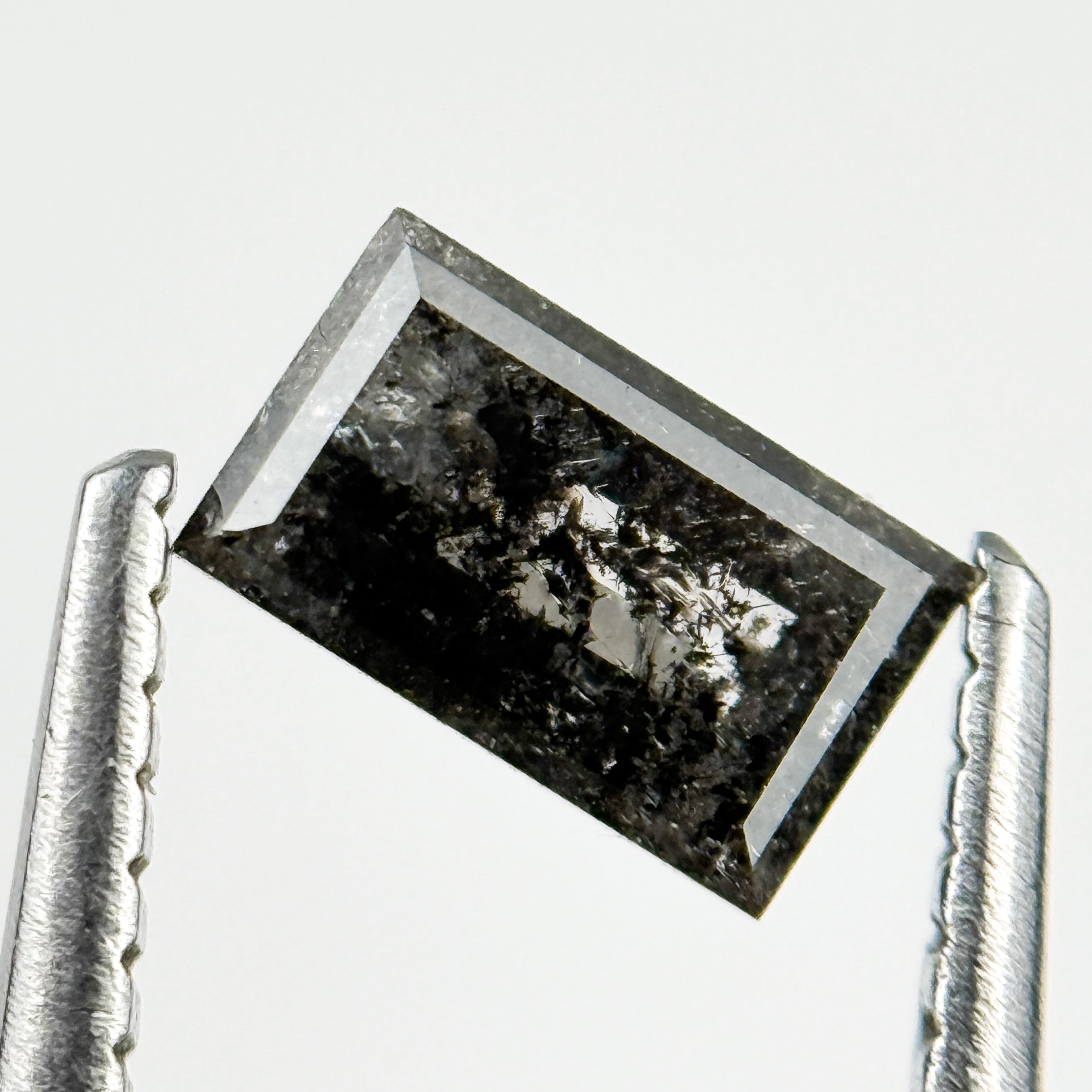 0.57 Ct Baguette Rose Cut Grey Salt and Pepper Natural Galaxy Diamond