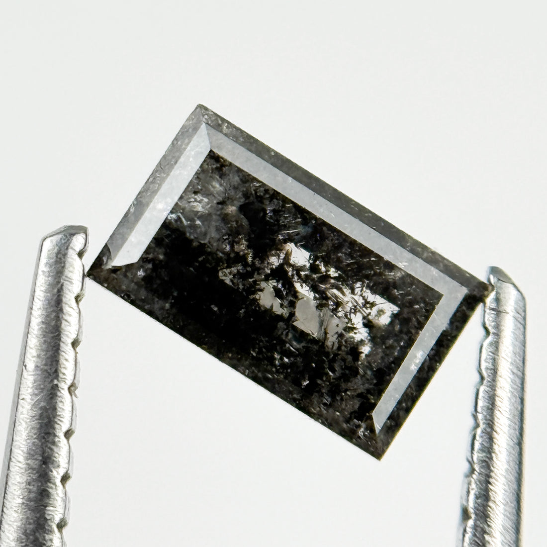 0.57 Ct Baguette Rose Cut Grey Salt and Pepper Natural Galaxy Diamond