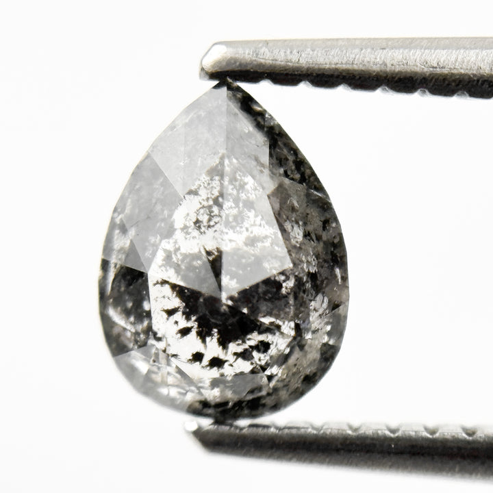 0.96 Ct Pear Rose Cut Grey Natural Galaxy Salt and Pepper Diamond