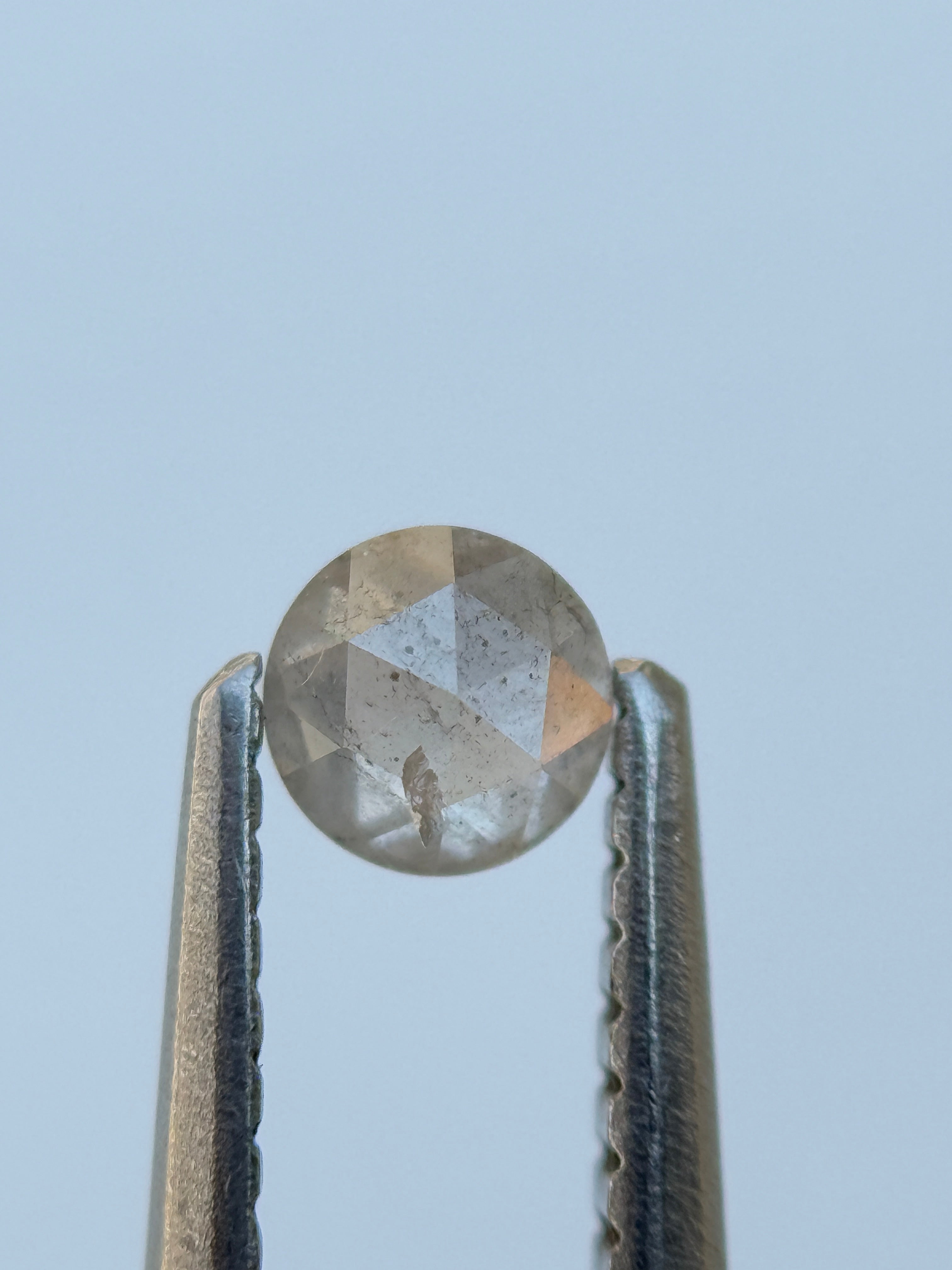 0.28 Ct Round Rose Cut White Natural Salt and Pepper Diamond