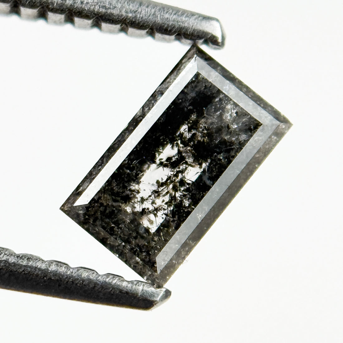 0.57 Ct Baguette Rose Cut Grey Salt and Pepper Natural Galaxy Diamond