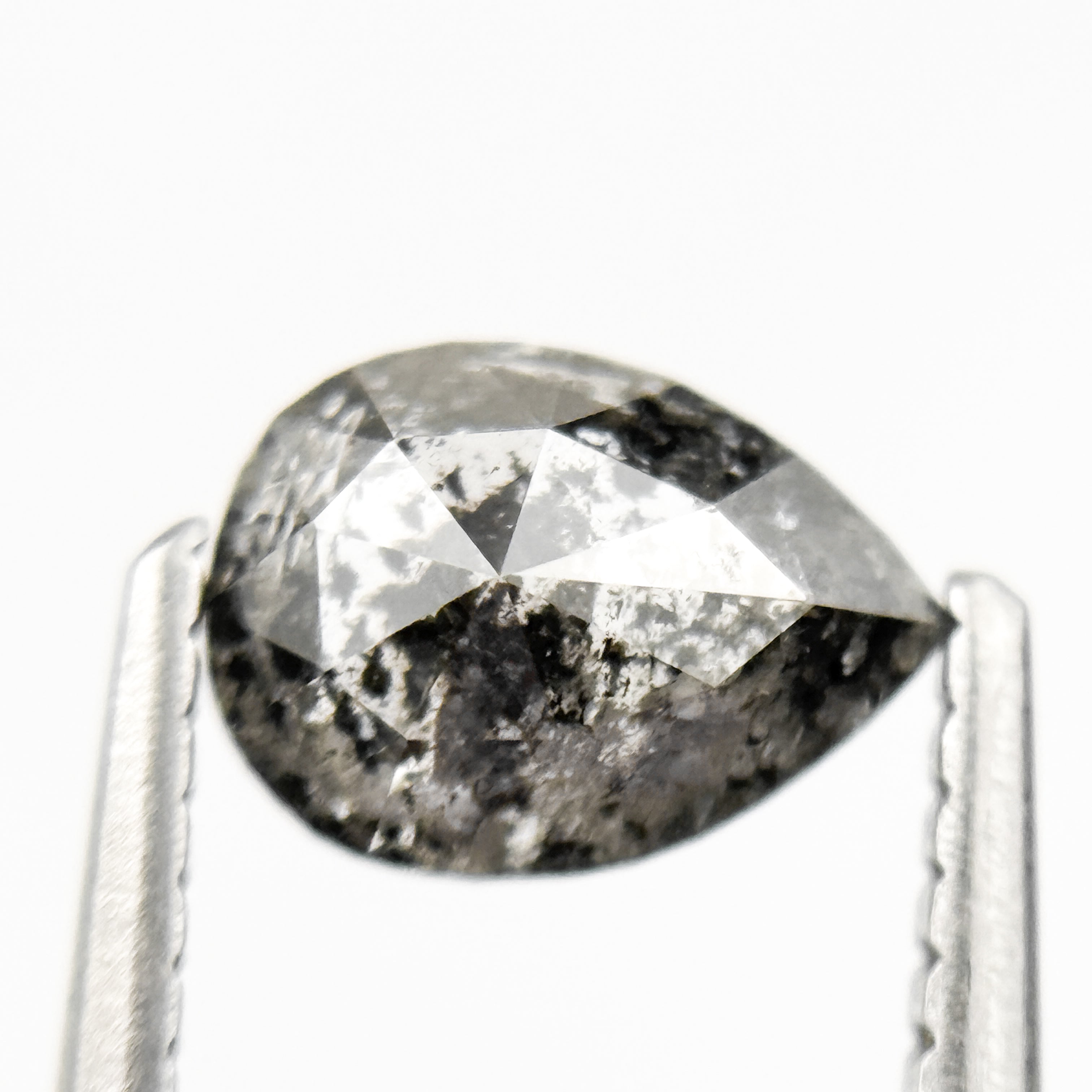 0.96 Ct Pear Rose Cut Grey Natural Galaxy Salt and Pepper Diamond