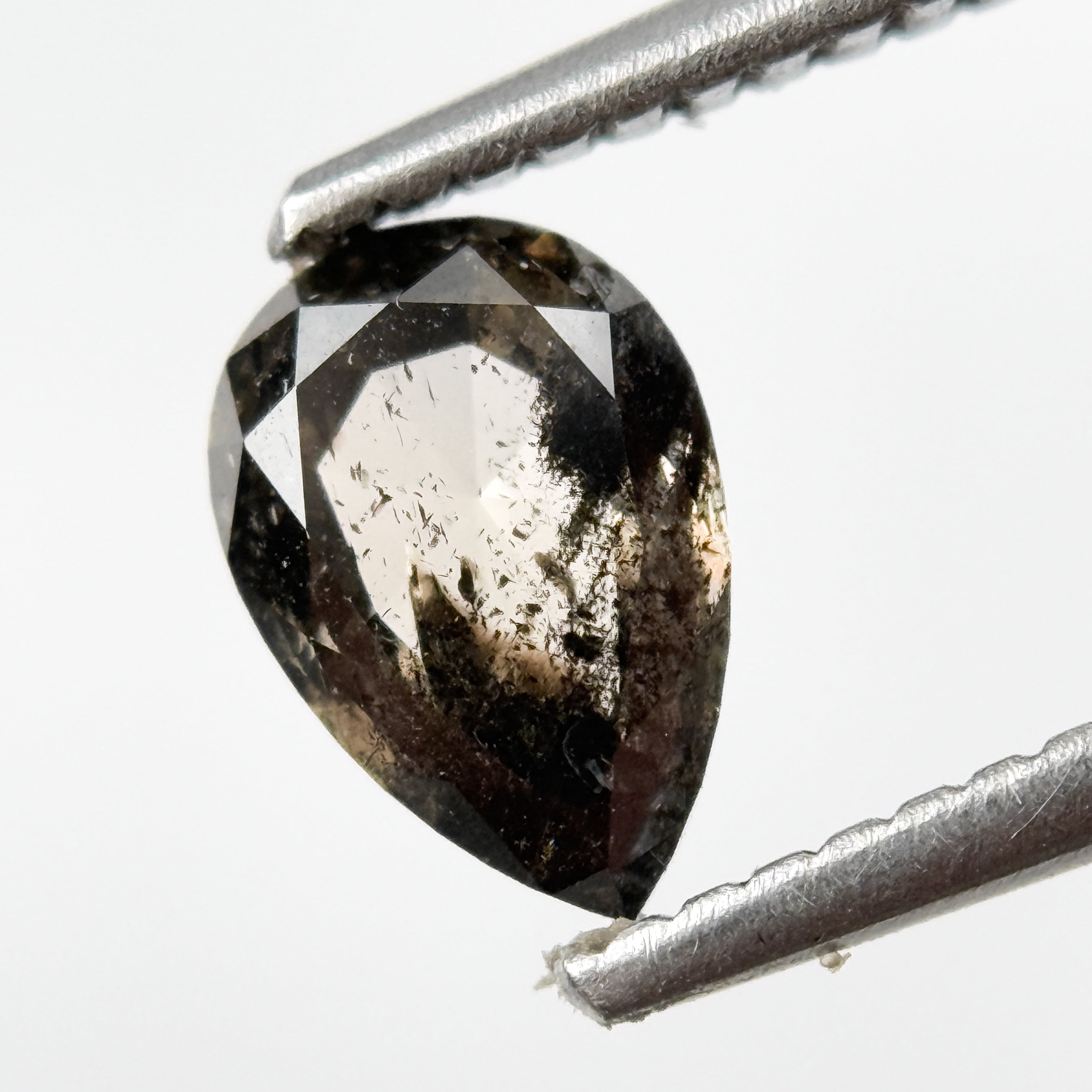 0.83 Ct Pear Rose Cut Grey Natural Salt and Pepper Diamond