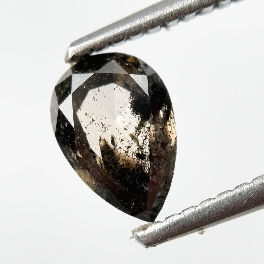 0.83 Ct Pear Rose Cut Grey Natural Salt and Pepper Diamond