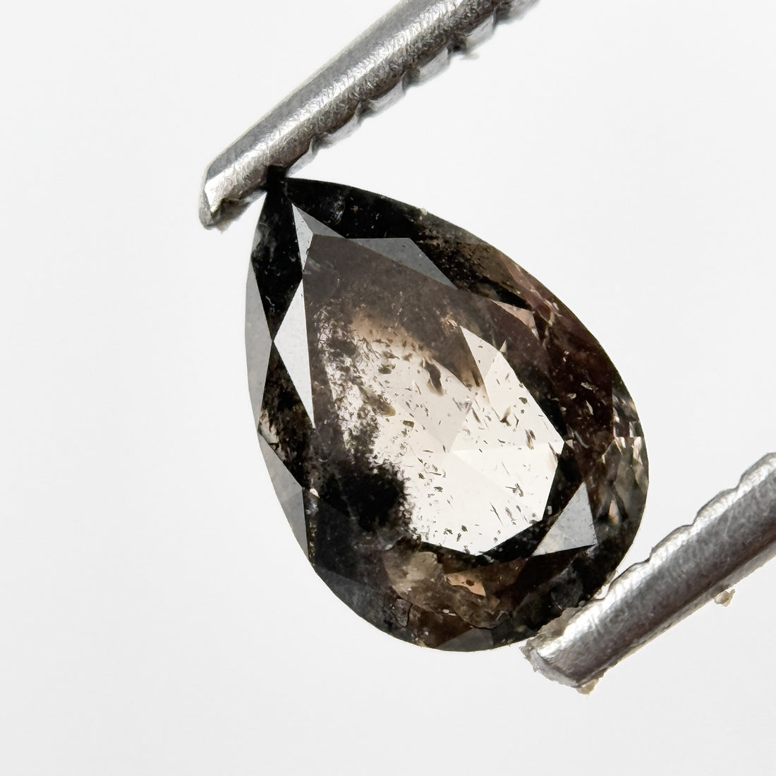 0.83 Ct Pear Rose Cut Grey Natural Salt and Pepper Diamond