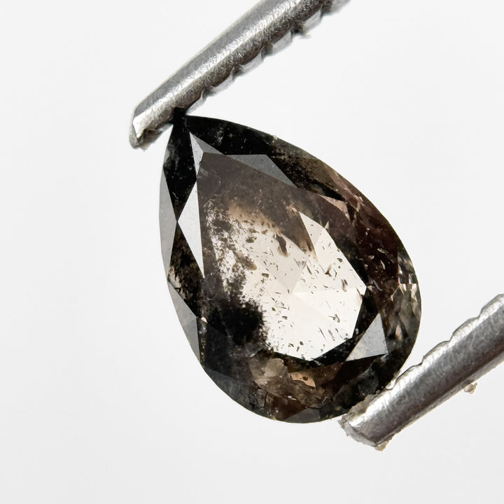 0.83 Ct Pear Rose Cut Grey Natural Salt and Pepper Diamond