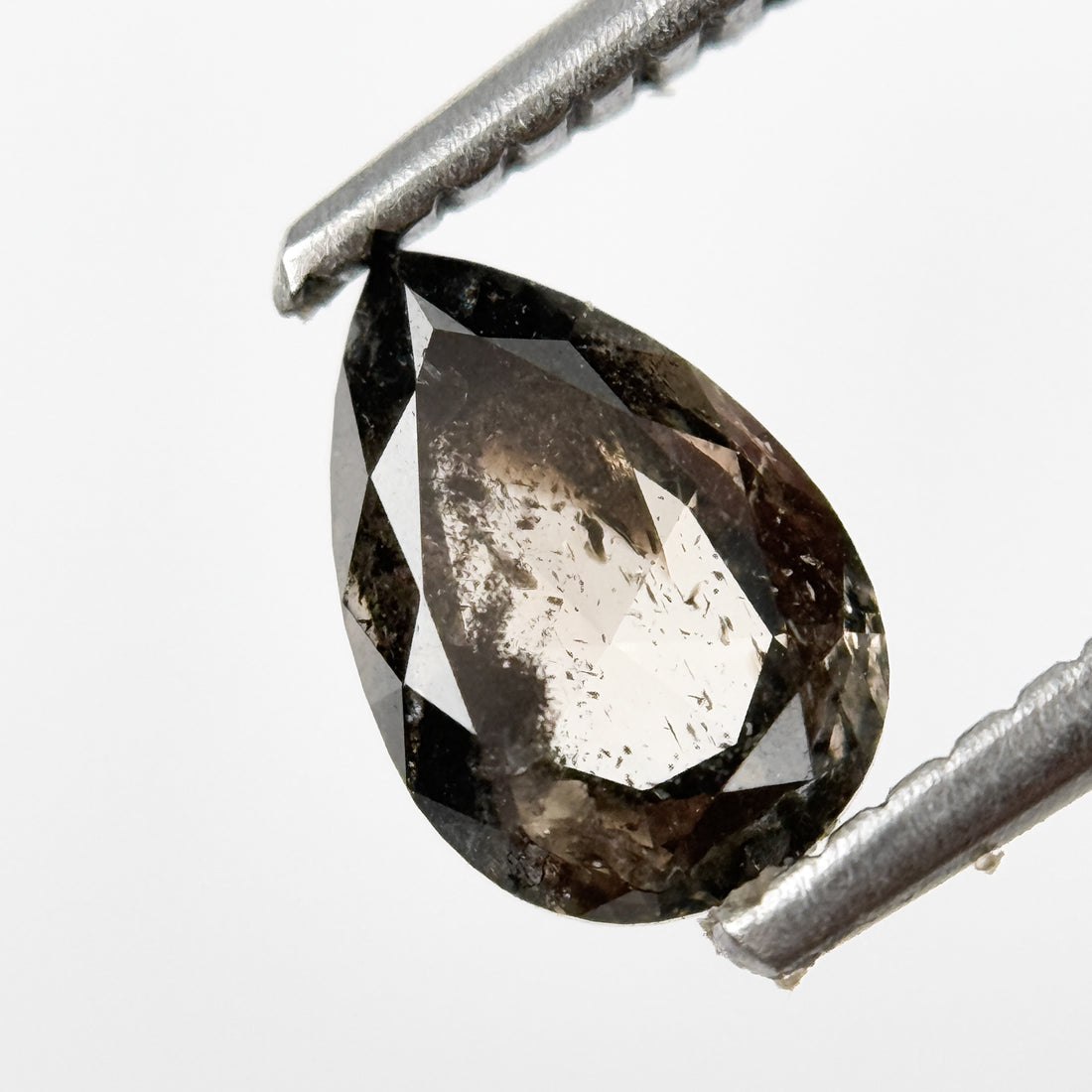 0.83 Ct Pear Rose Cut Grey Natural Salt and Pepper Diamond