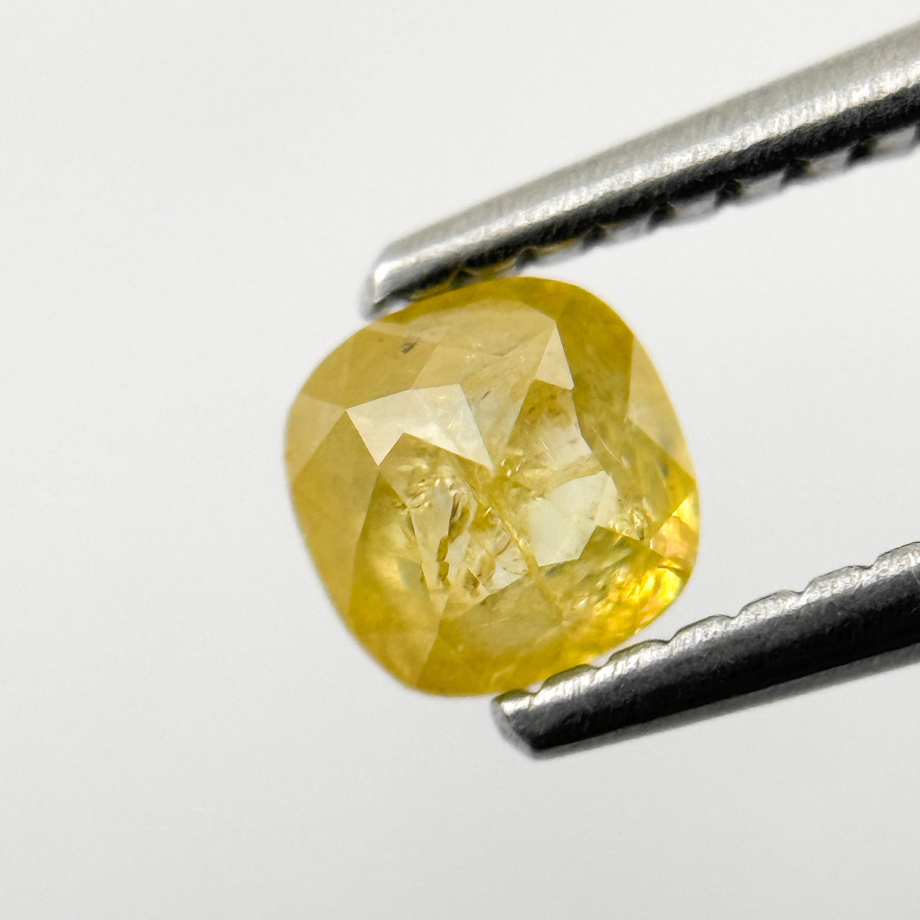 0.54 Ct Cushion Rose Cut Yellow Natural Salt and Pepper Diamond