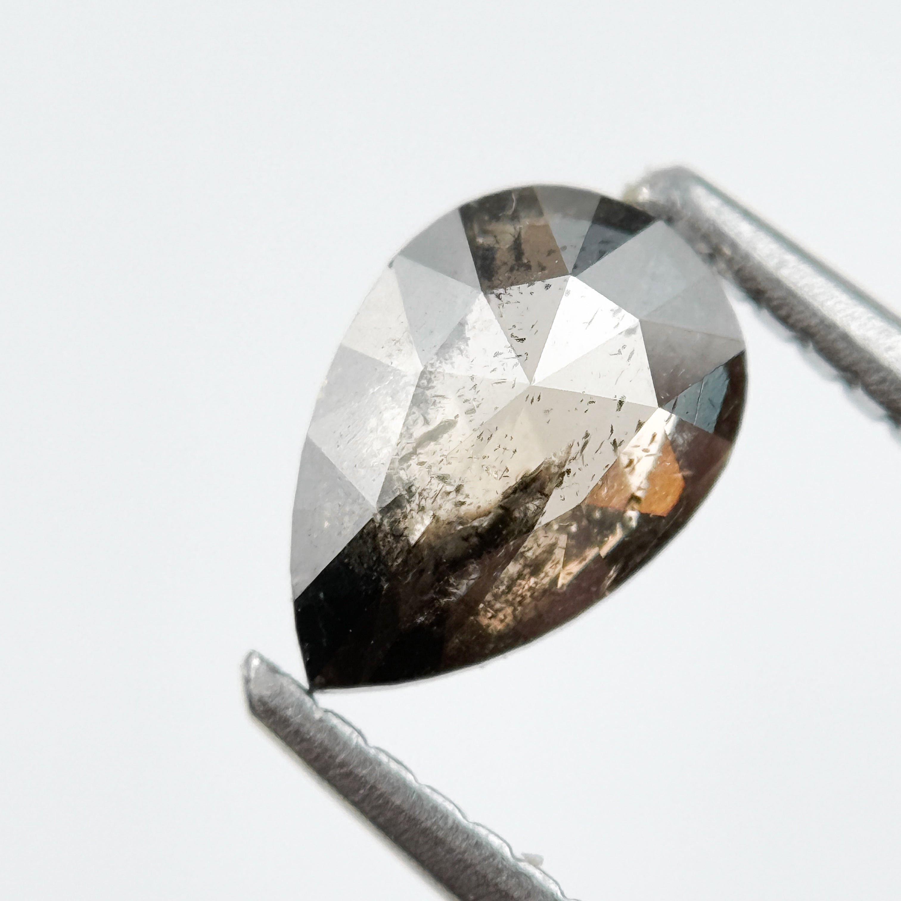 0.83 Ct Pear Rose Cut Grey Natural Salt and Pepper Diamond