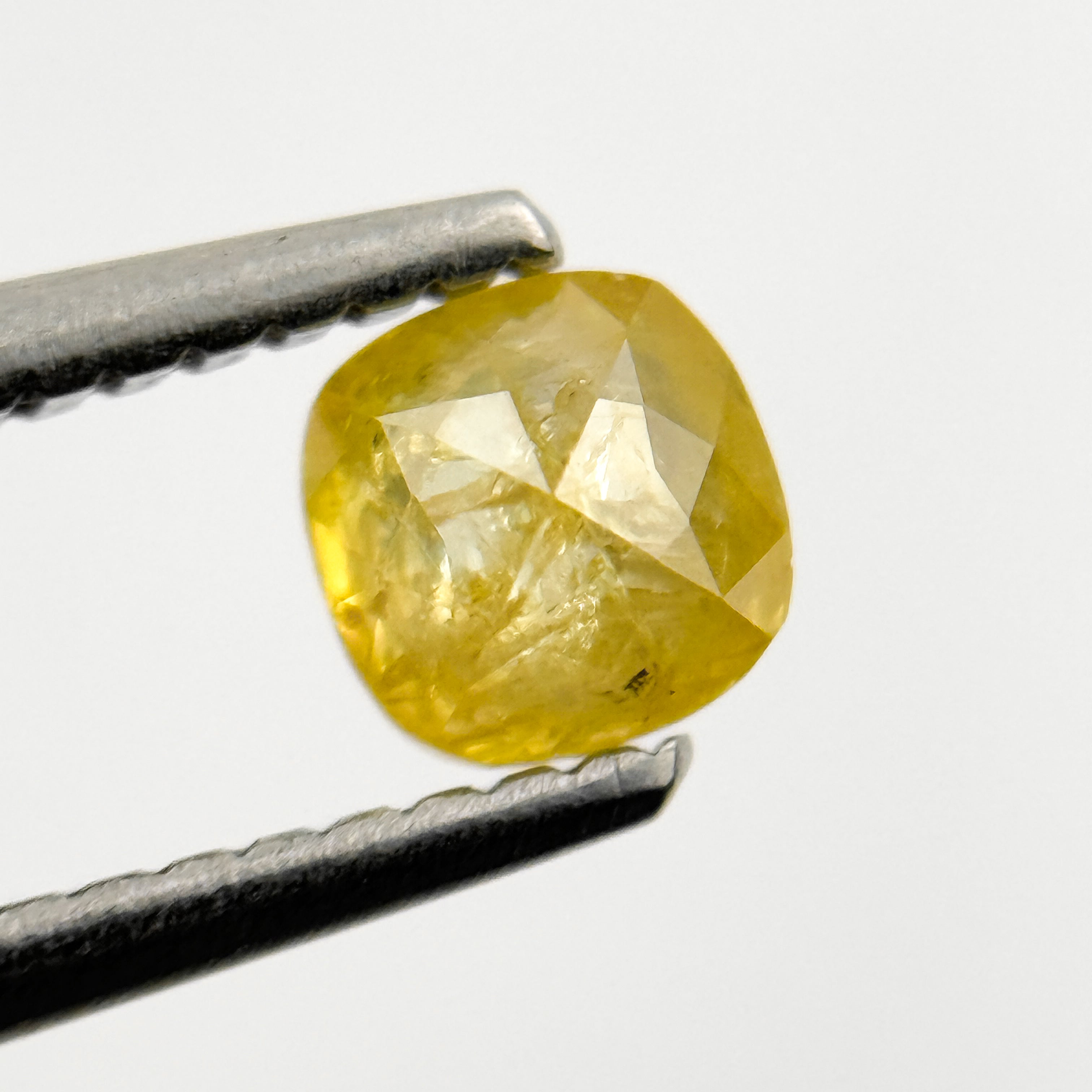 0.54 Ct Cushion Rose Cut Yellow Natural Salt and Pepper Diamond