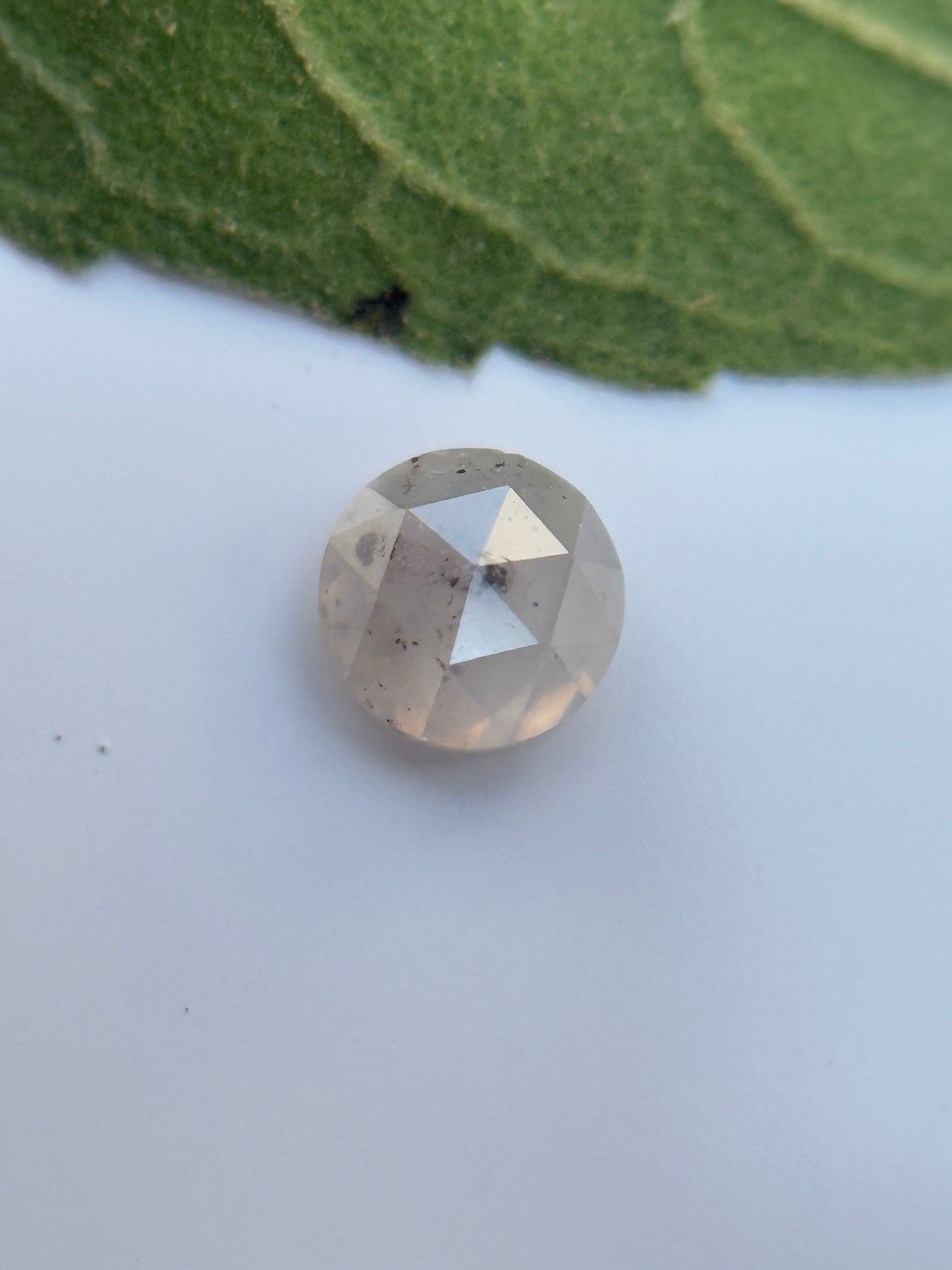 0.21 Ct Round Rose Cut ICY Grey Natural Salt and Pepper Diamond