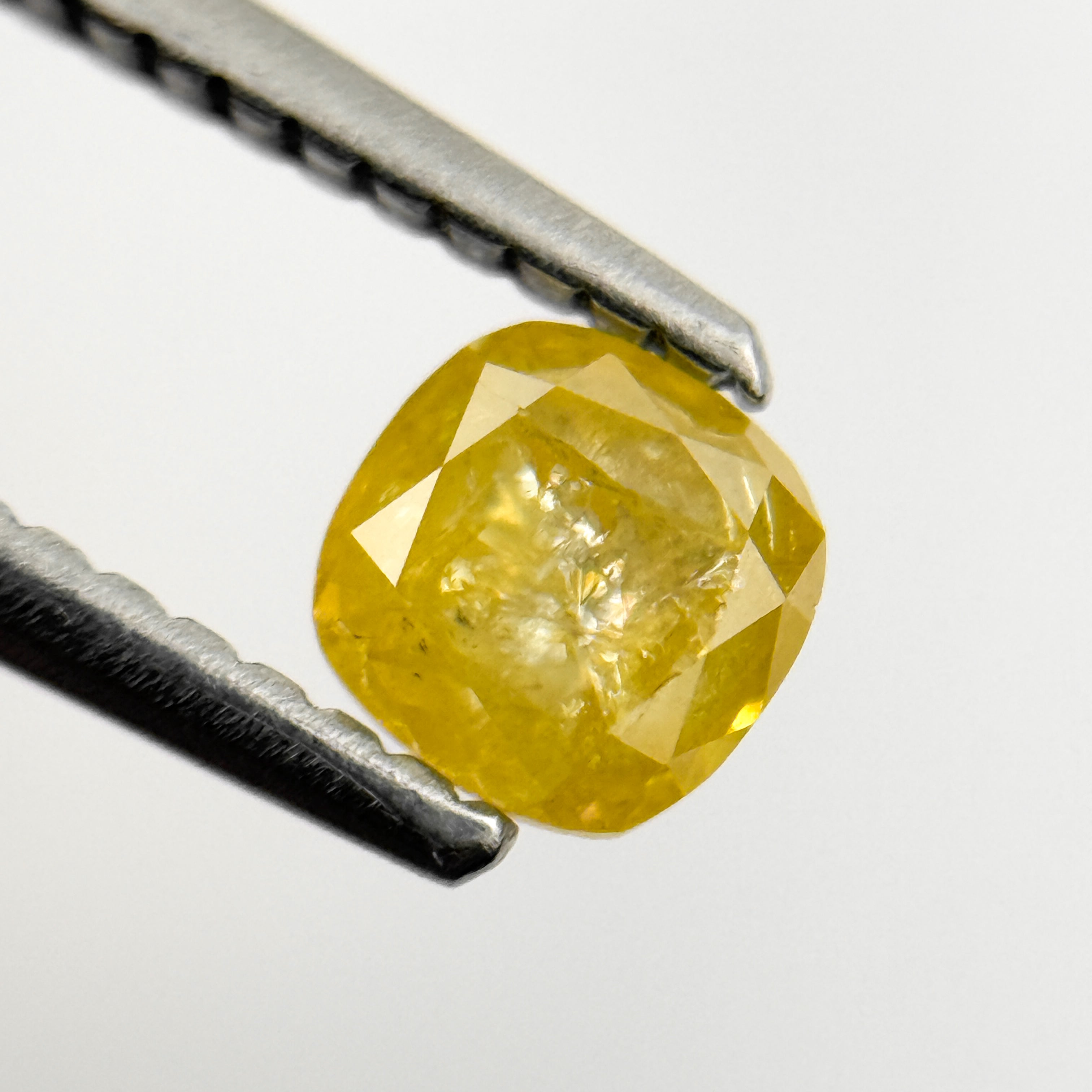 0.54 Ct Cushion Rose Cut Yellow Natural Salt and Pepper Diamond