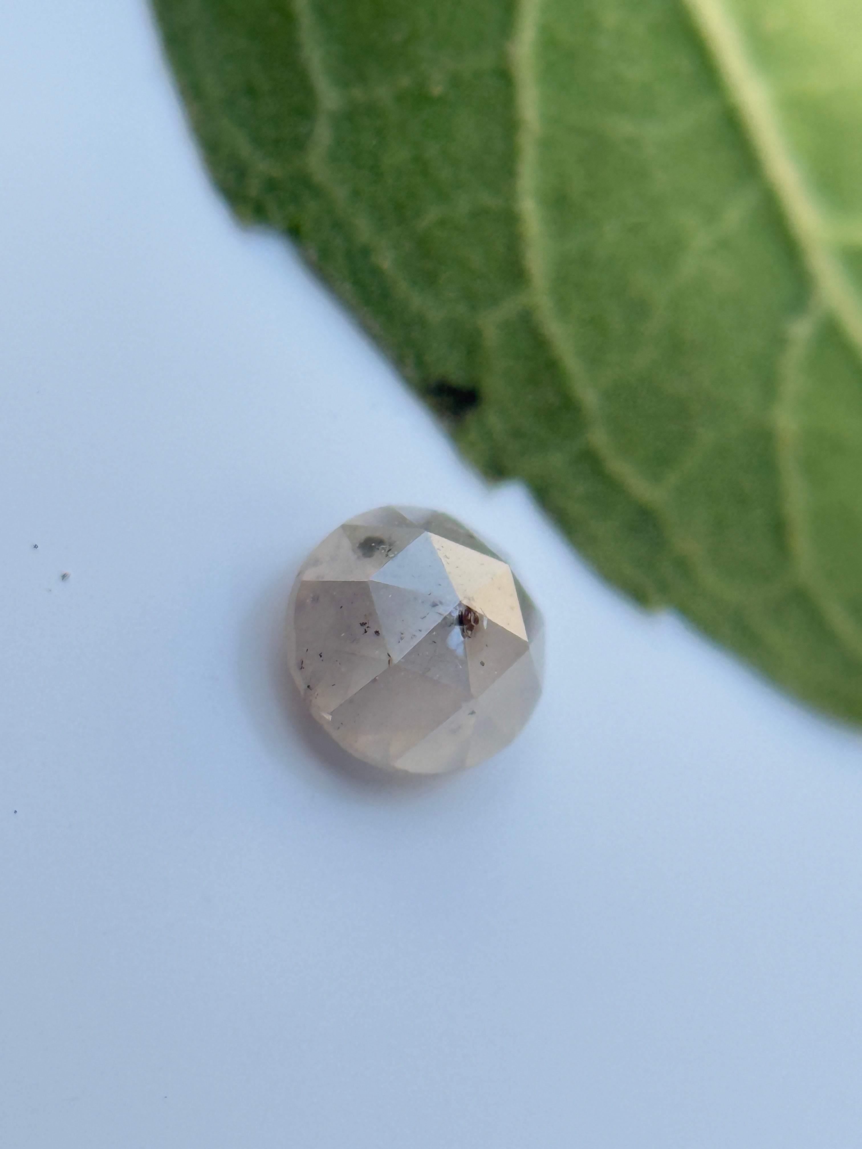 0.21 Ct Round Rose Cut ICY Grey Natural Salt and Pepper Diamond