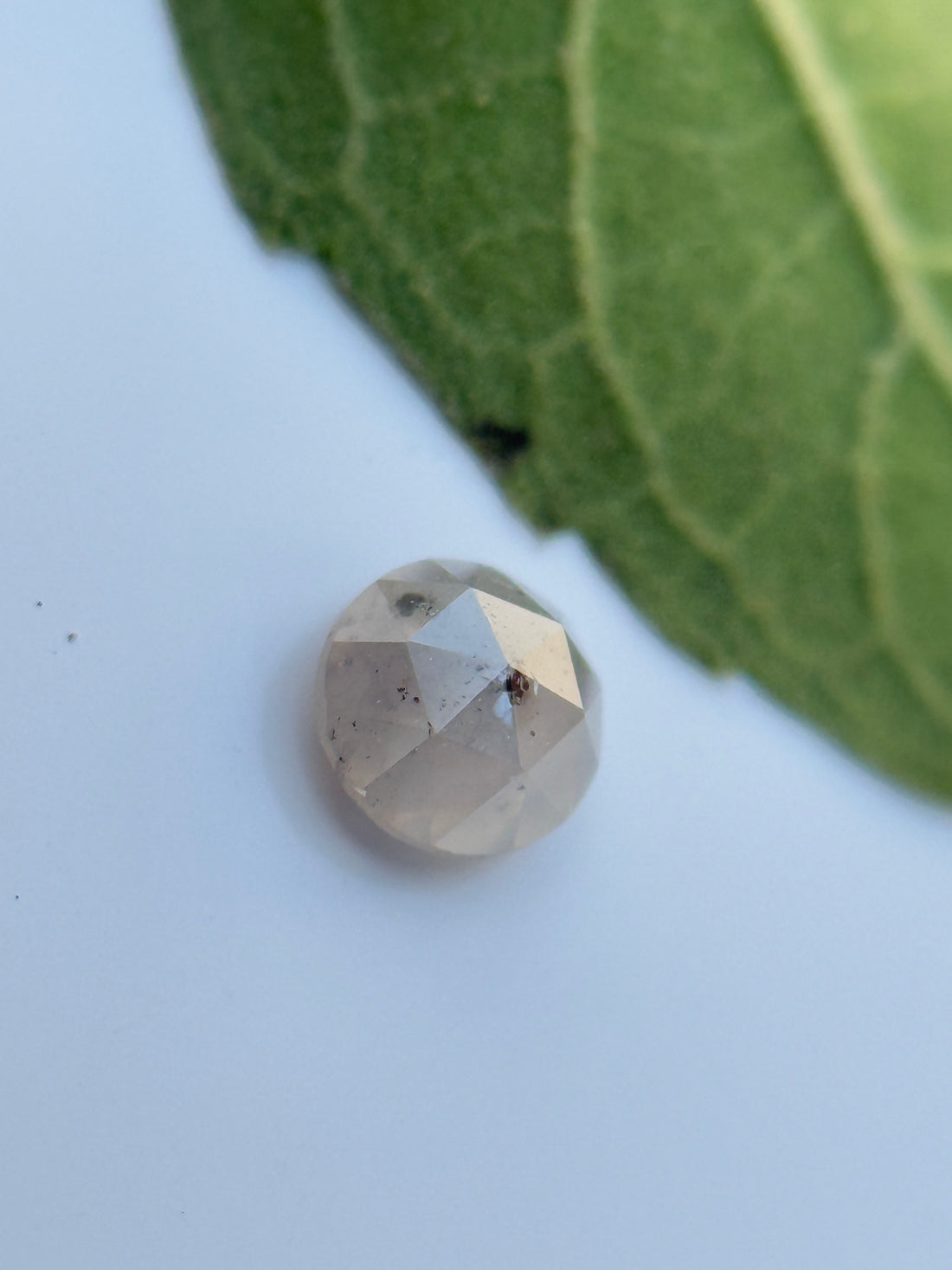 0.21 Ct Round Rose Cut ICY Grey Natural Salt and Pepper Diamond