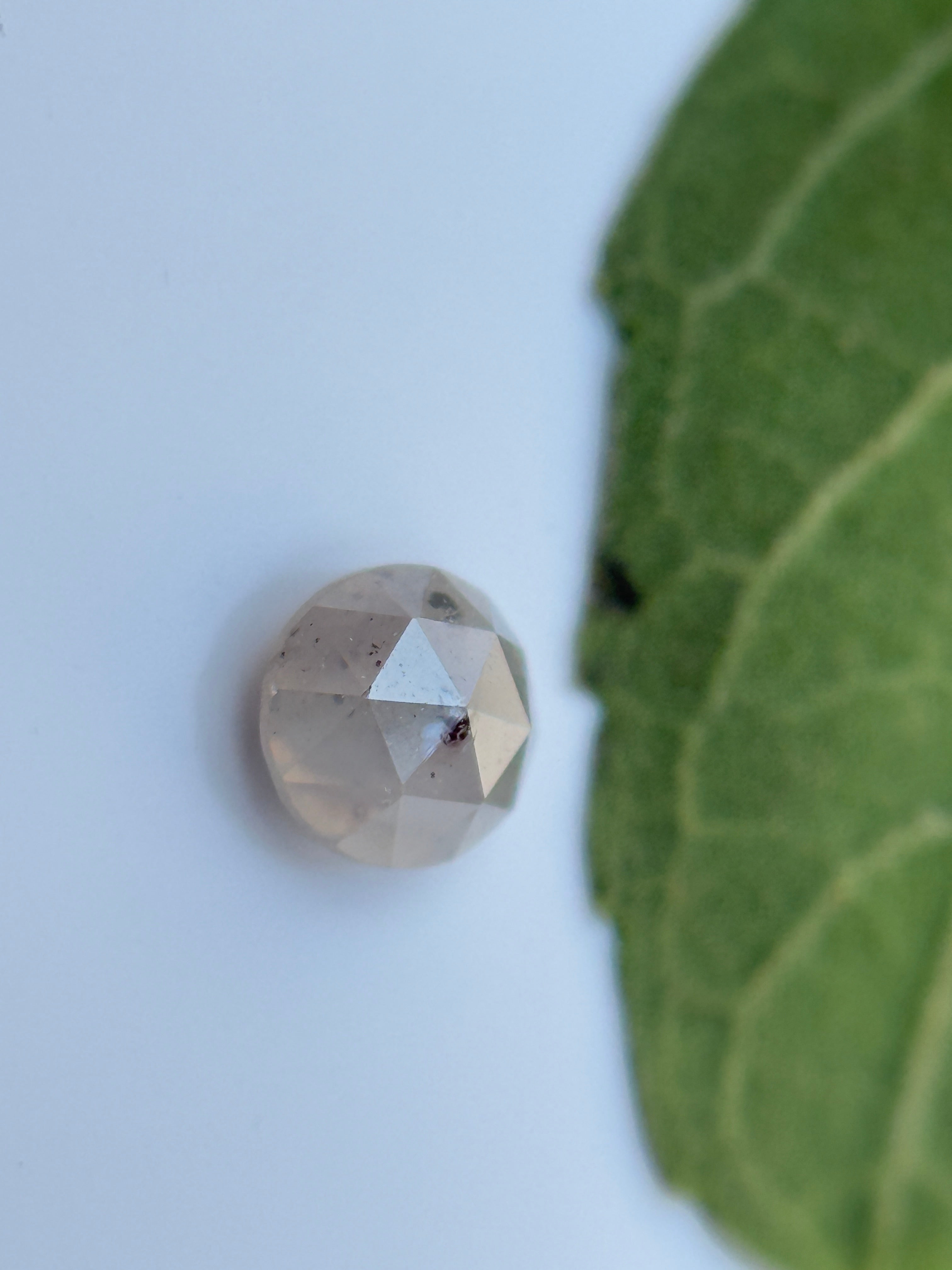 0.21 Ct Round Rose Cut ICY Grey Natural Salt and Pepper Diamond