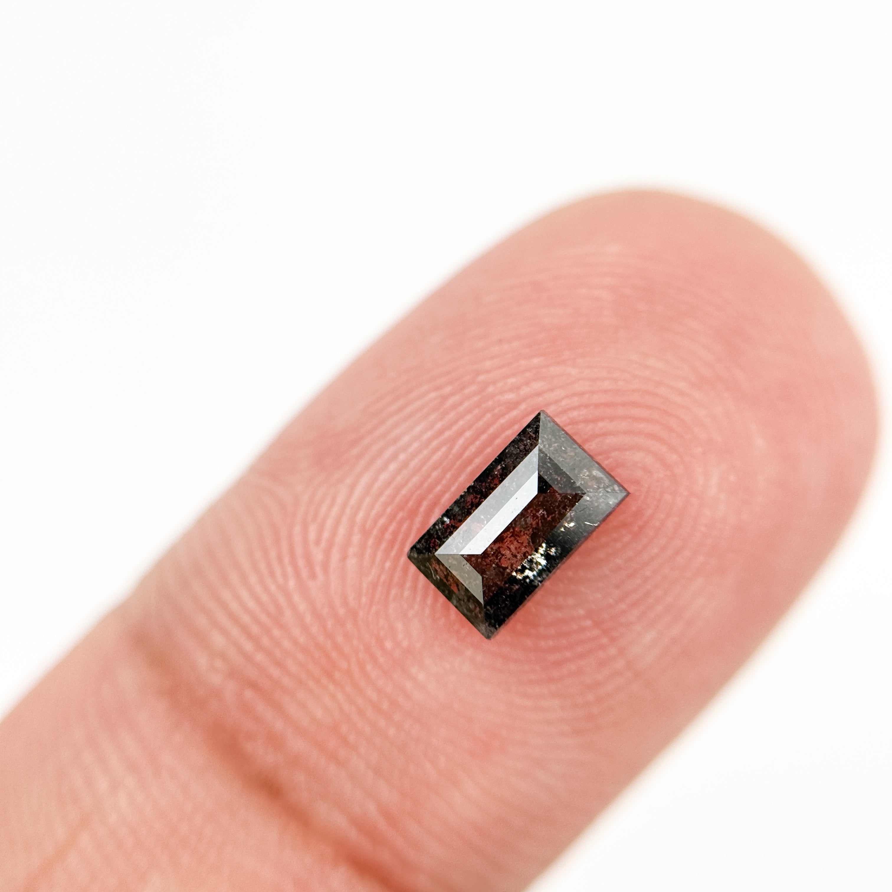 0.56 Ct Baguette Rose Cut Grey Natural Galaxy Diamond