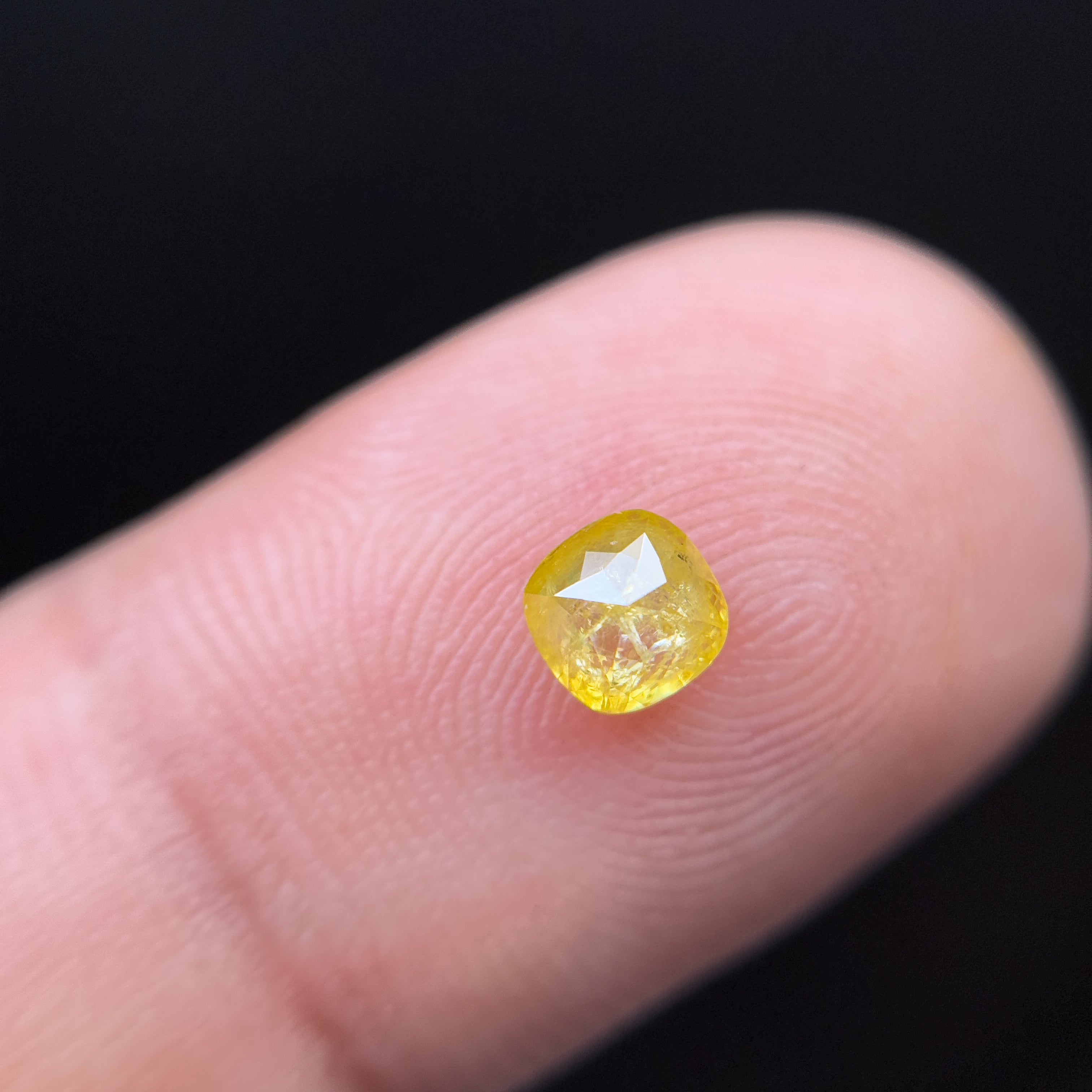 0.54 Ct Cushion Rose Cut Yellow Natural Salt and Pepper Diamond