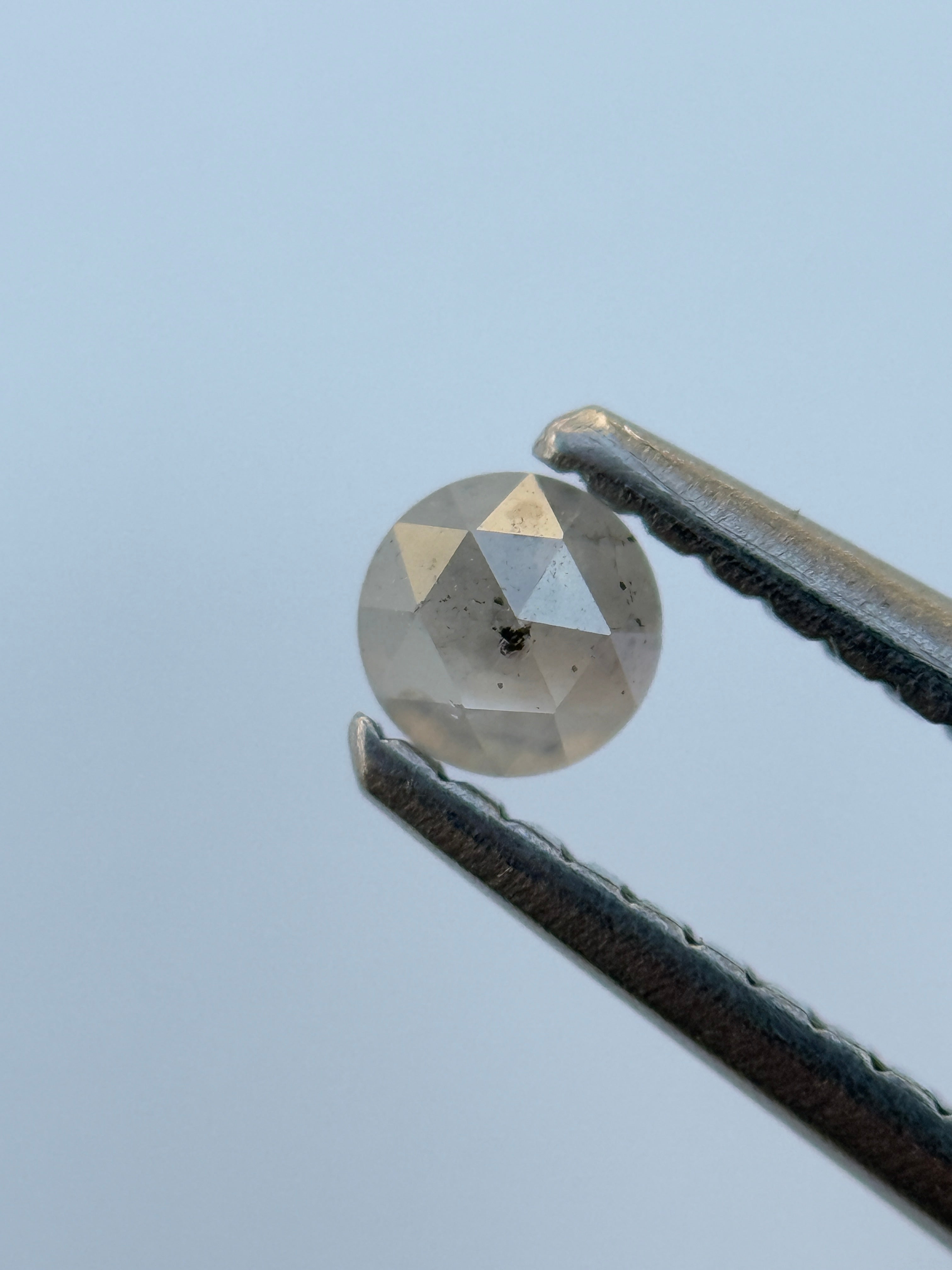 0.21 Ct Round Rose Cut ICY Grey Natural Salt and Pepper Diamond