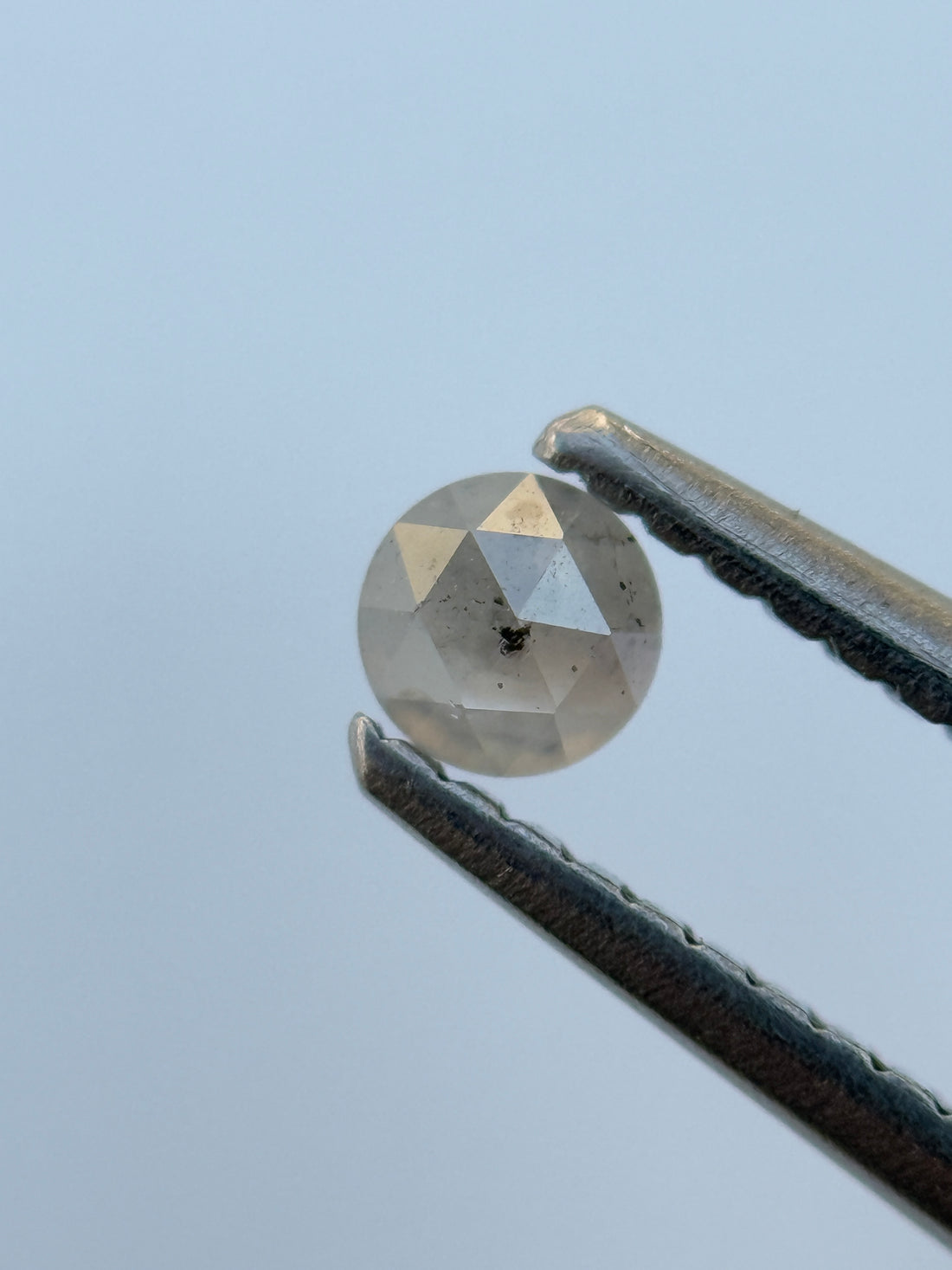 0.21 Ct Round Rose Cut ICY Grey Natural Salt and Pepper Diamond