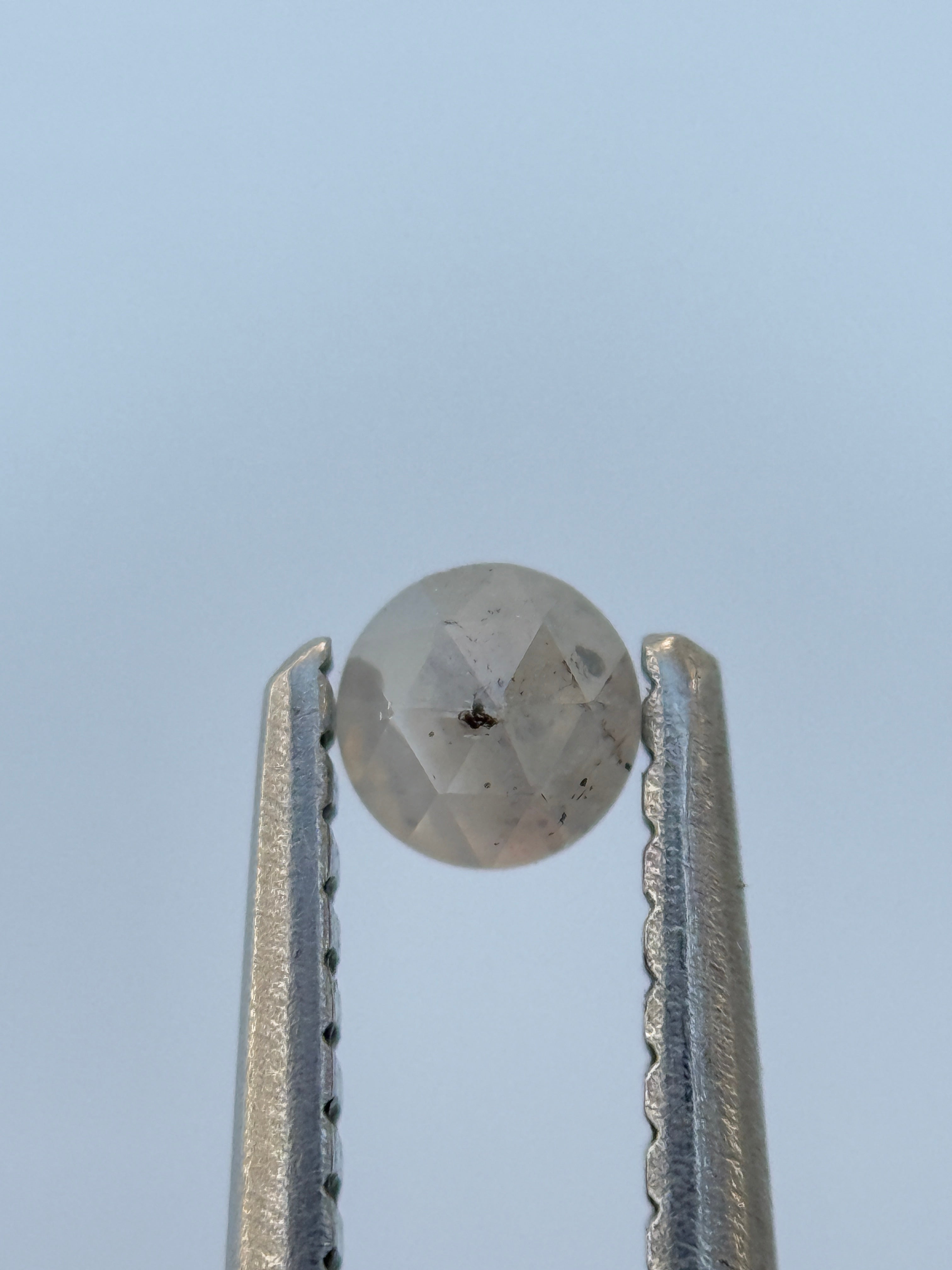 0.21 Ct Round Rose Cut ICY Grey Natural Salt and Pepper Diamond