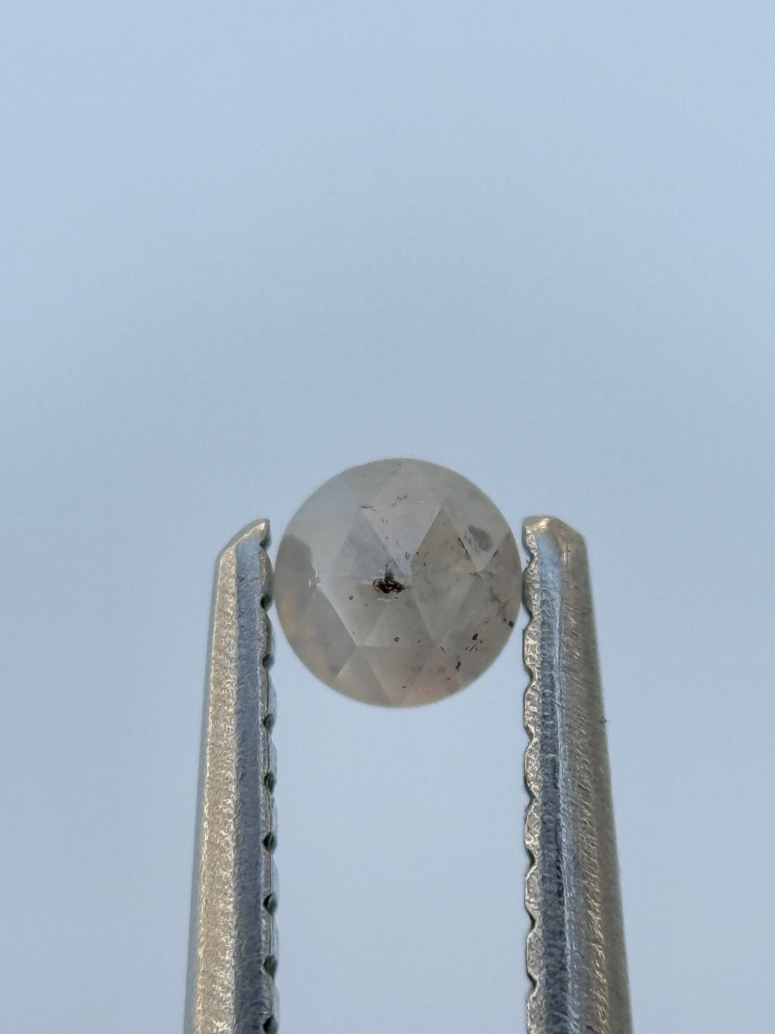 0.21 Ct Round Rose Cut ICY Grey Natural Salt and Pepper Diamond
