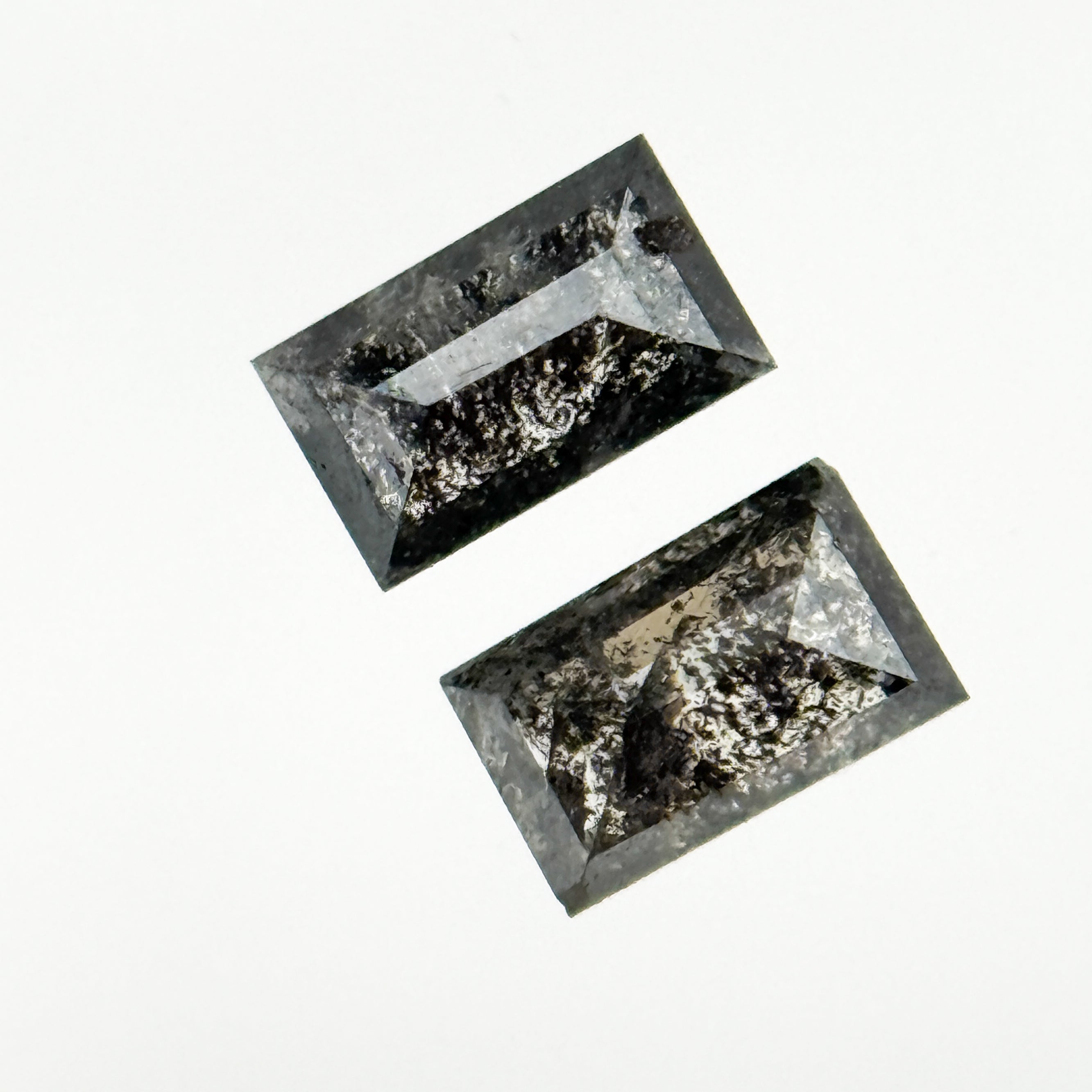 0.47 Ct Baguette Rose Cut Grey Natural Galaxy Diamond